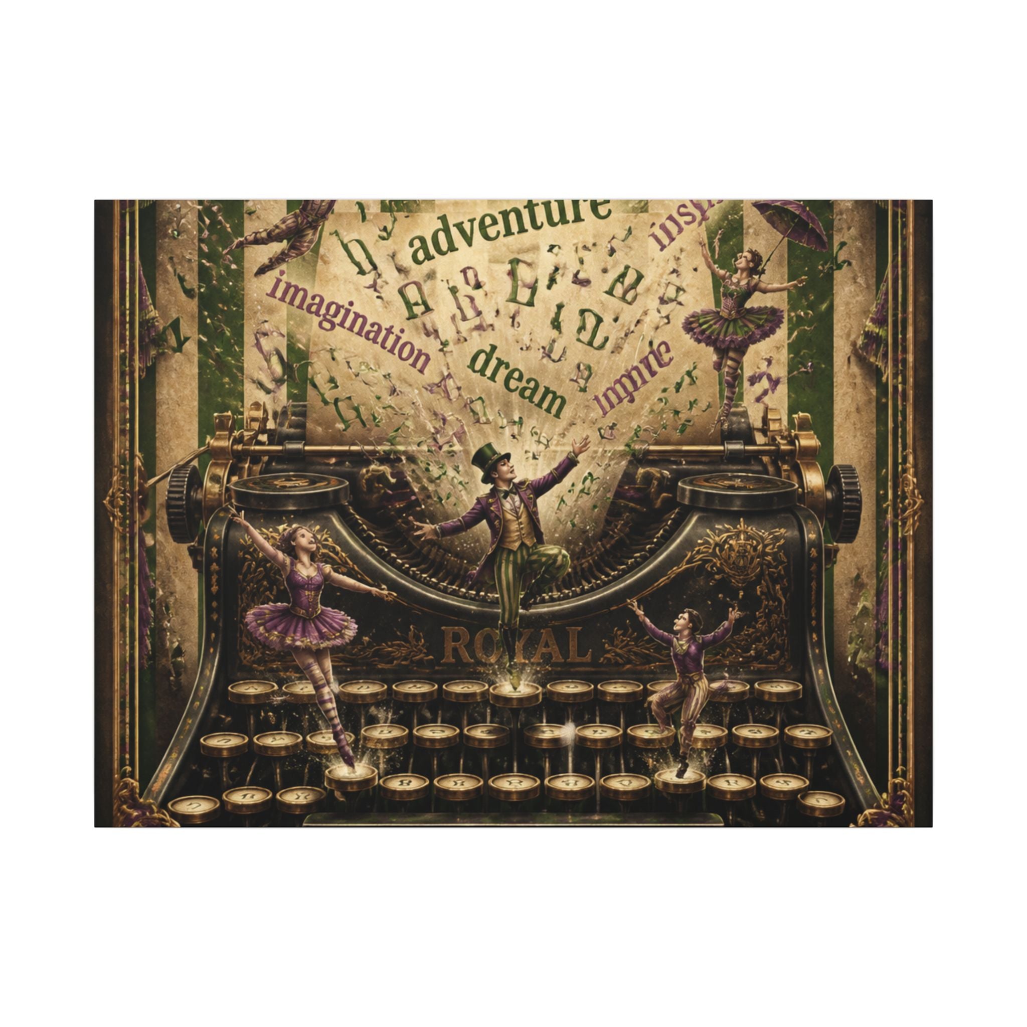Typewriter Flying Letters Wall Art Canvas 16×20 Baroque Home Office Decor Maximalist Print