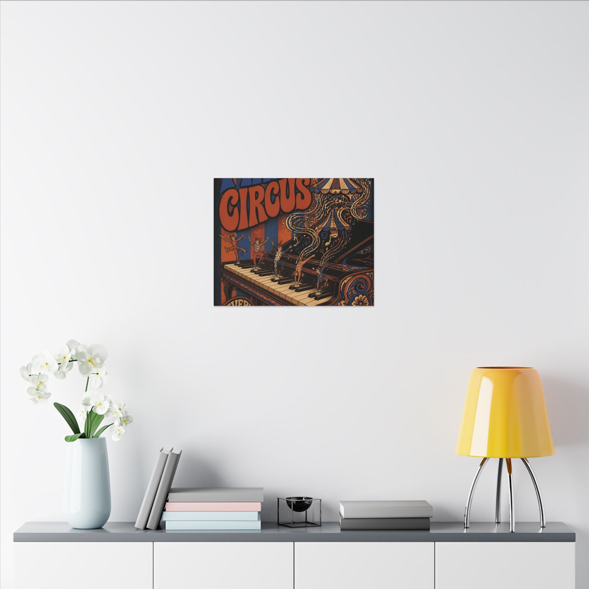 Grand Piano Acrobats Wall Art Canvas 24×36 Psychedelic Dining Room Decor Maximalist Print