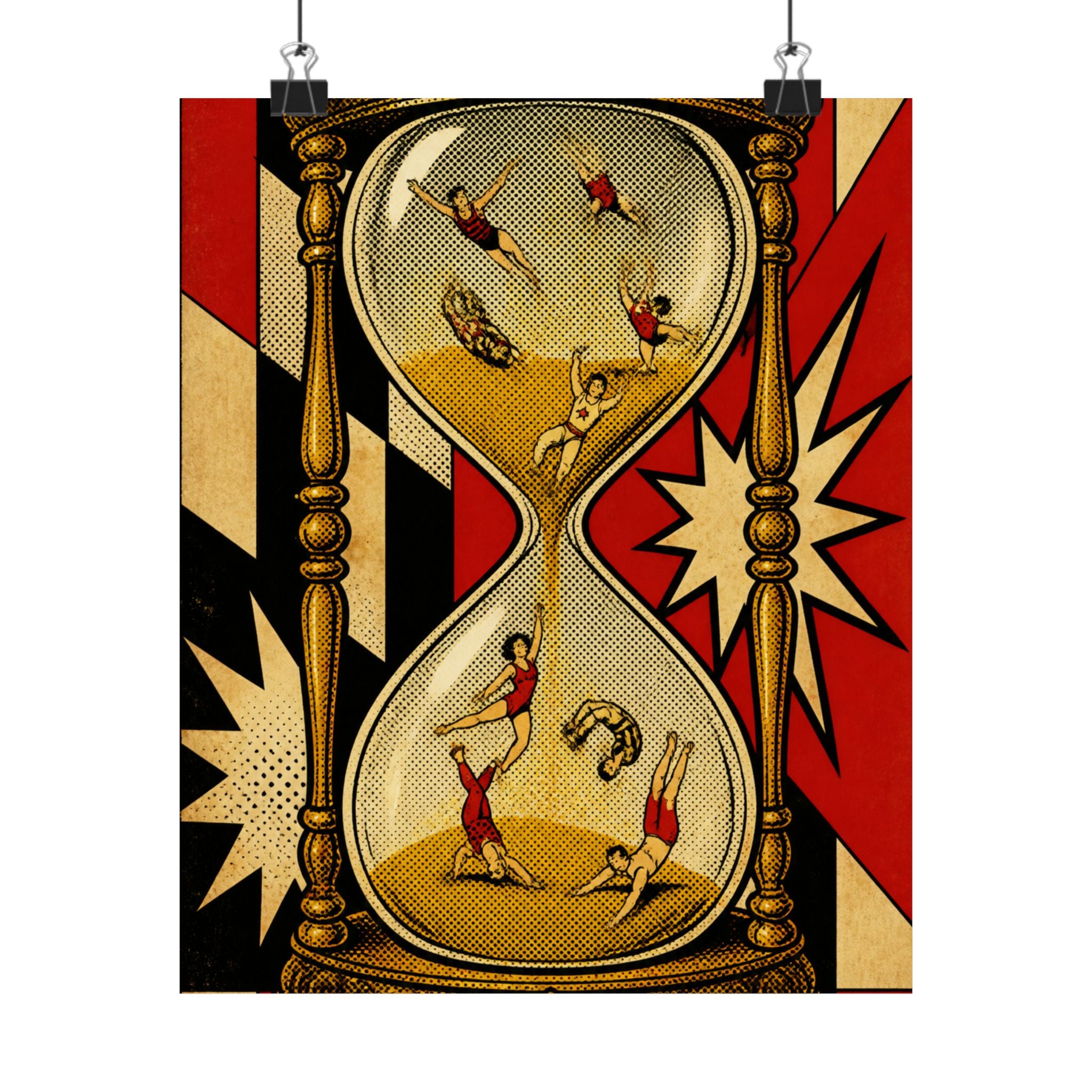 Hourglass Acrobats Wall Art Poster 18×24 Pop Art Living Room Decor Maximalist Print