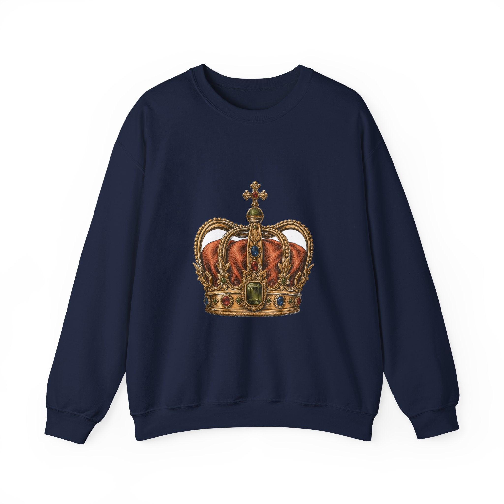 Matching Couple Sweatshirt - Crown & Shield Matching Couple Premium Fleece Sweatshirt Hand-Drawn Art His Hers Anniversary Gift - Design A