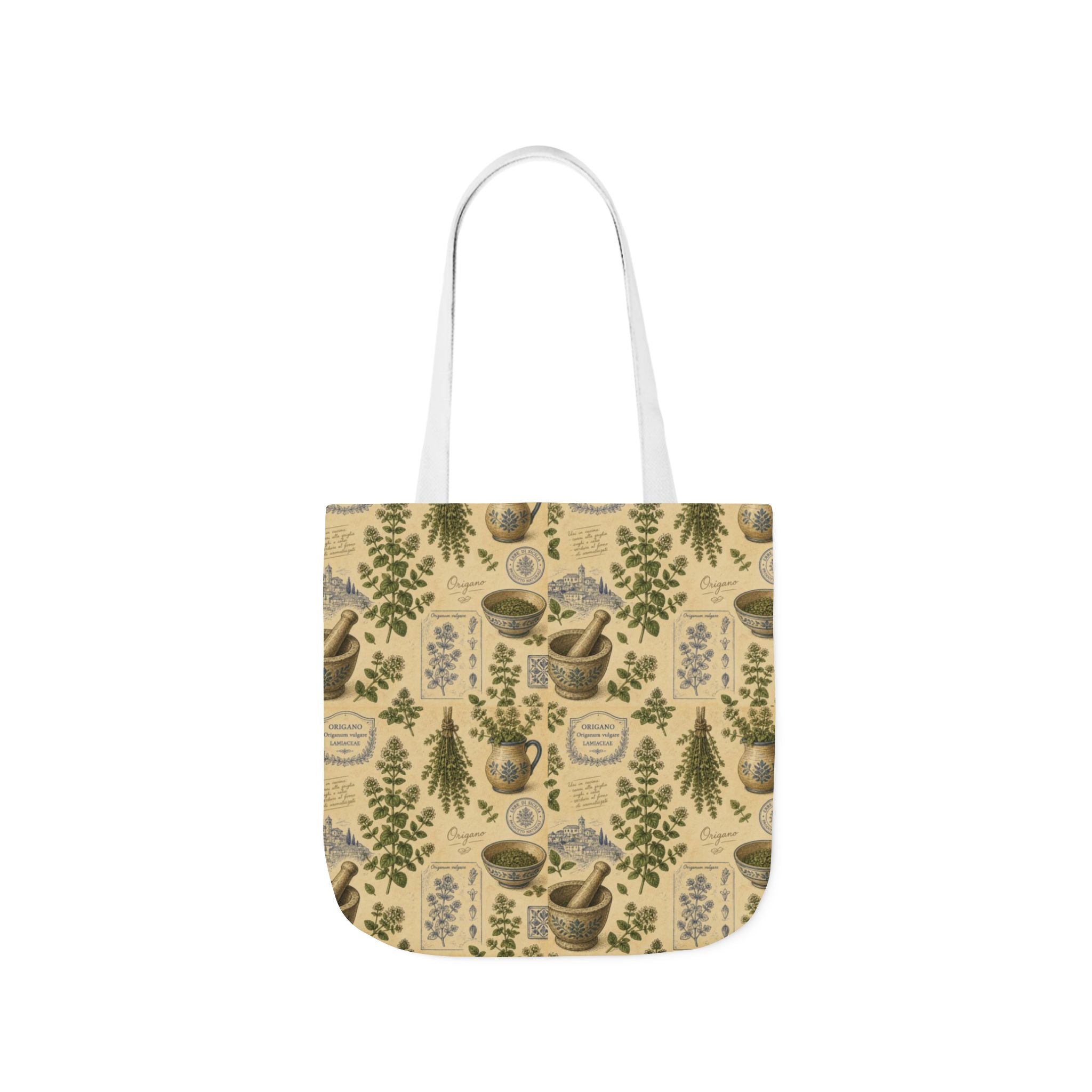 Oregano Sprigs Canvas Tote Bag Mediterranean Kitchen Botanical Design Italian Cottagecore Gift