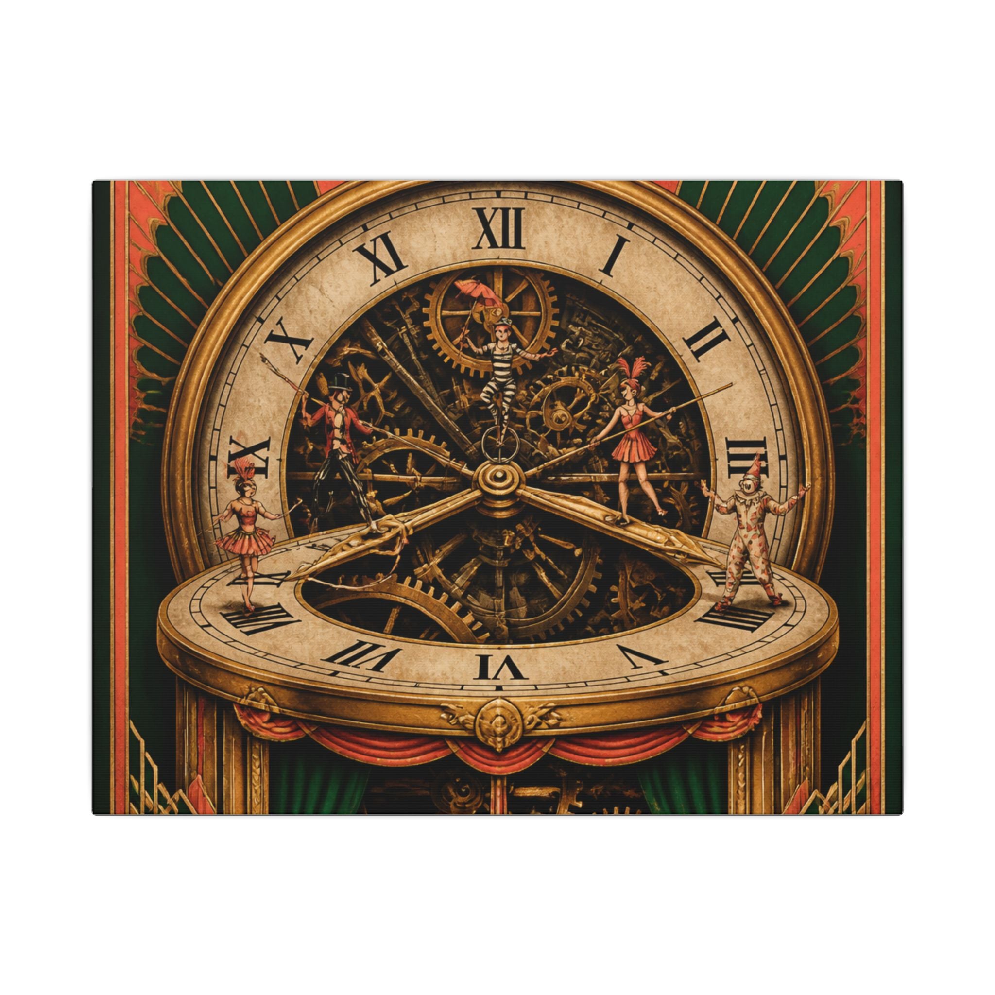 Pocket Watch Performers Wall Art Canvas 24×36 Art Deco Bar Area Decor Maximalist Print