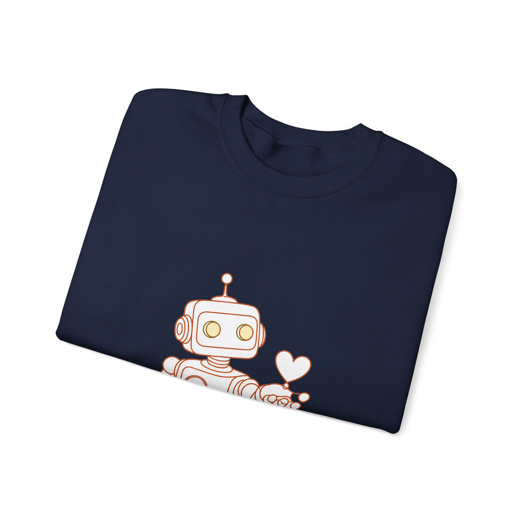 Matching Couple Sweatshirt - Robot & Heart Matching Couple Crewneck Sweatshirt Minimalist Art His Hers Valentine Gift - Design A