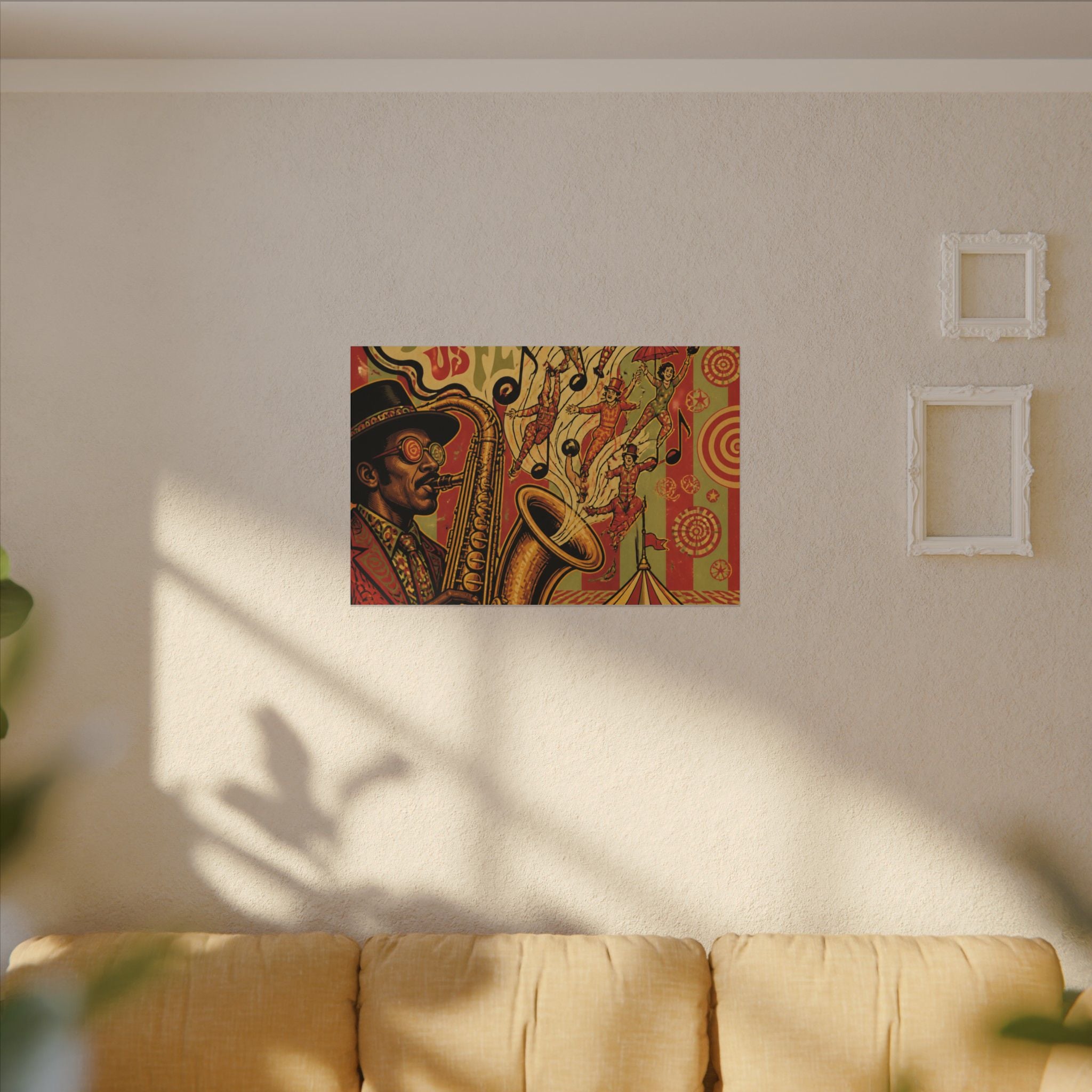 Saxophone Music Circus Wall Art Canvas 24×36 Psychedelic Dining Room Decor Maximalist Print