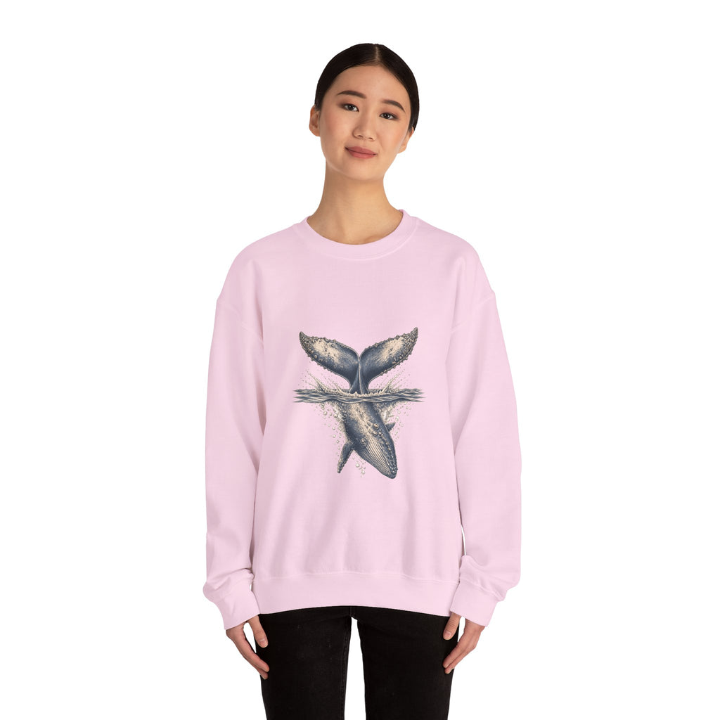 Matching Couple Sweatshirt - Eagle & Whale Matching Couple Crewneck Sweatshirt Hand-Drawn Art His Hers Best Friend Gift - Design B