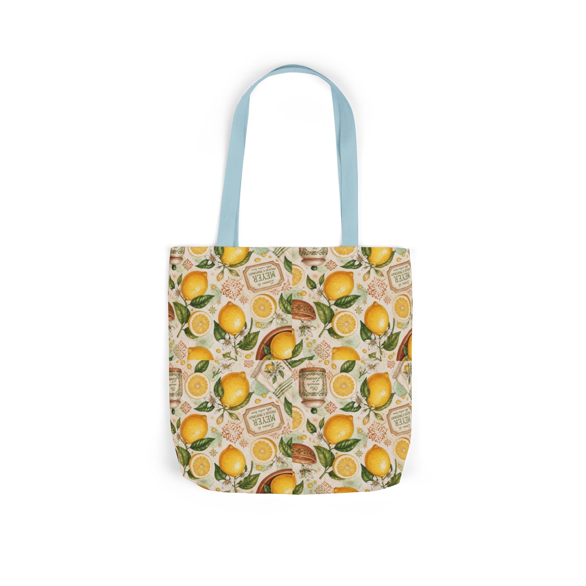 Meyer Lemons Canvas Tote Bag Mediterranean Kitchen Watercolor Design Italian Cottagecore Gift