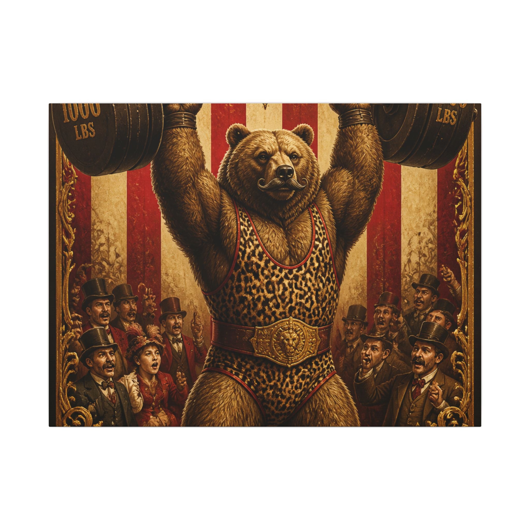 Strongman Bear Wall Art Canvas 16×20 Baroque Home Office Decor Maximalist Print