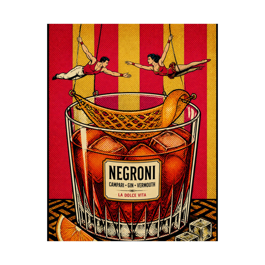 Negroni Trapeze Act Wall Art Poster 18×24 Pop Art Living Room Decor Maximalist Print