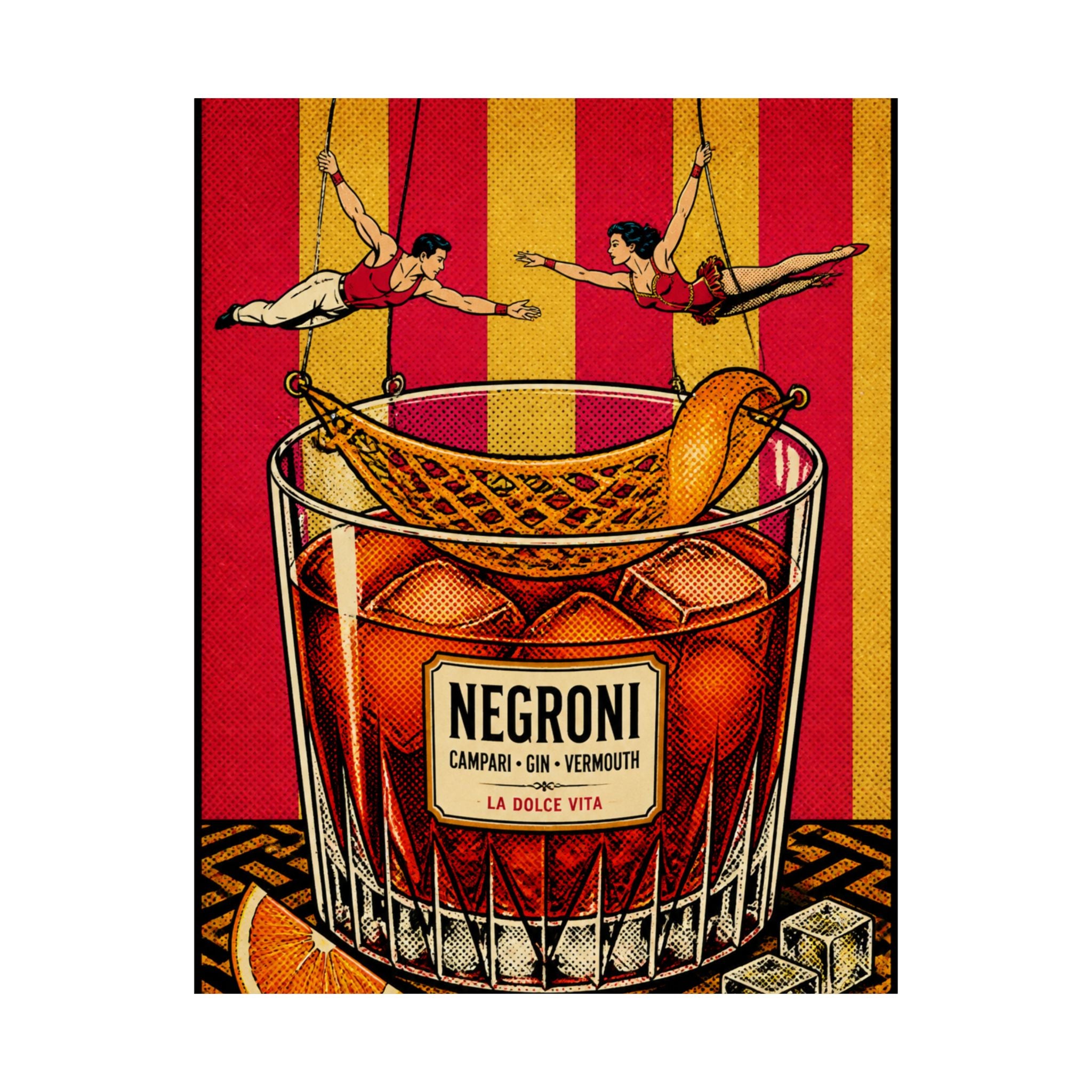 Negroni Trapeze Act Wall Art Poster 18×24 Pop Art Living Room Decor Maximalist Print