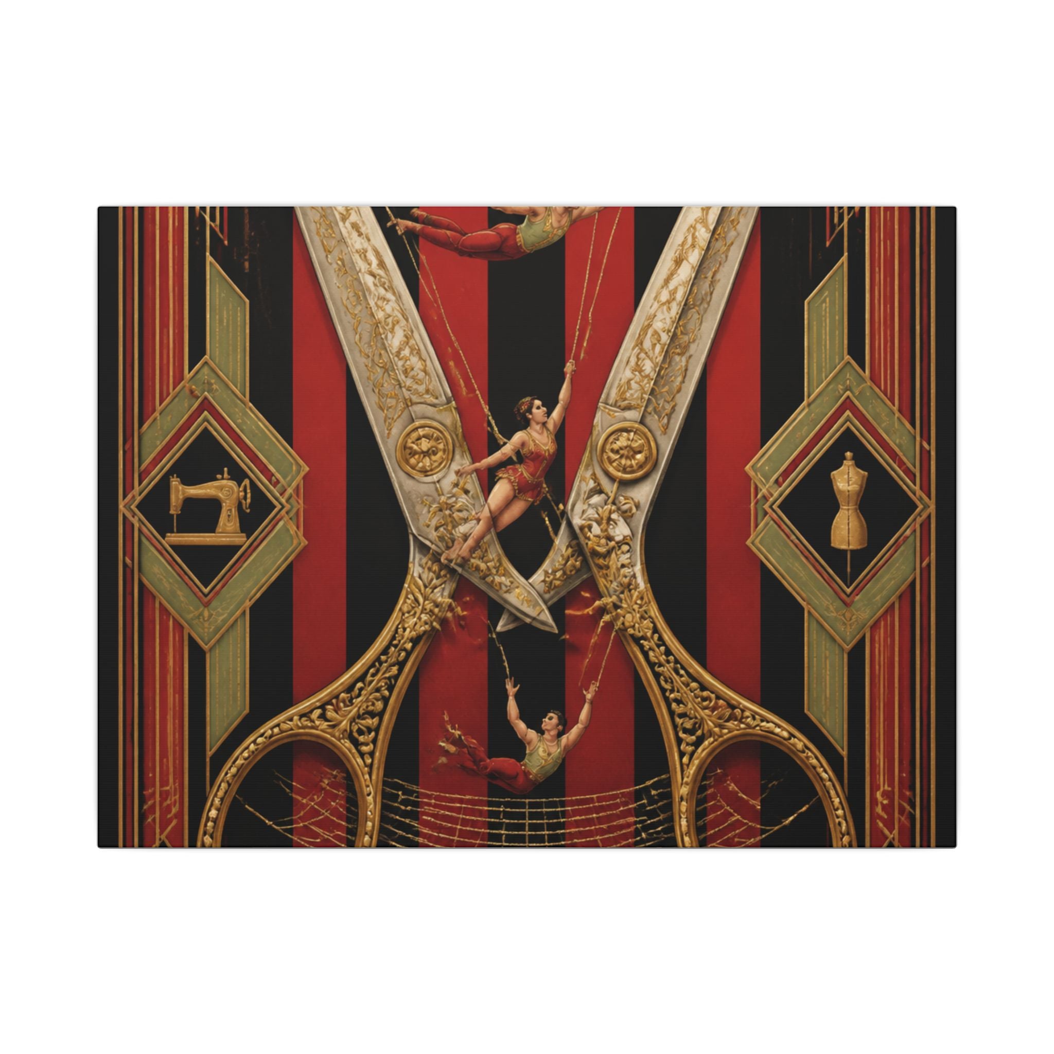 Giant Scissors Trapeze Wall Art Canvas 24×36 Art Deco Bar Area Decor Maximalist Print