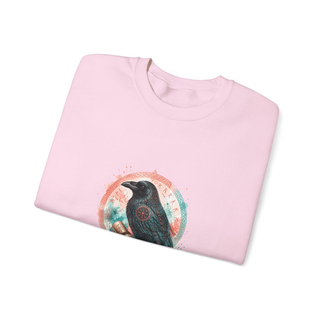 Matching Couple Sweatshirt - Huginn & Muninn Matching Couple Crewneck Sweatshirt Watercolor Art His Hers Engagement Gift - Design B