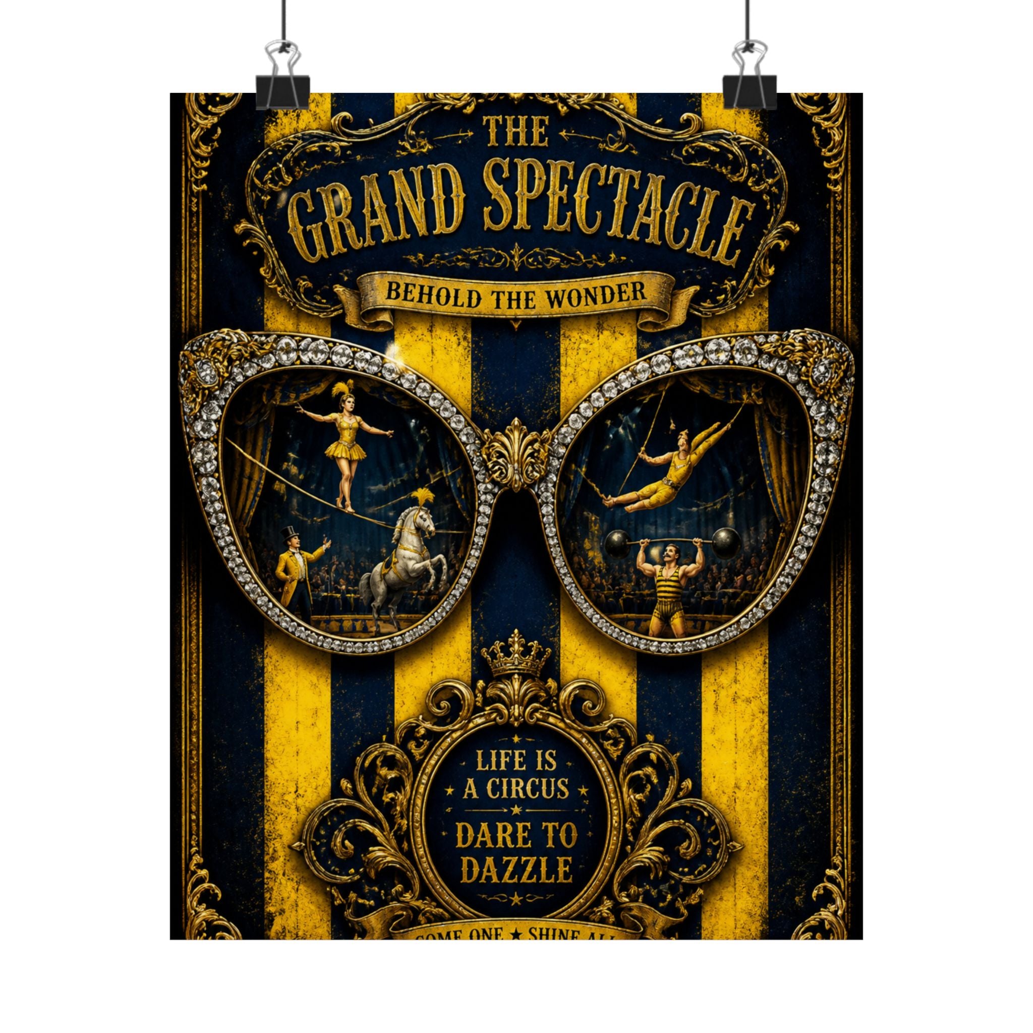 Sunglasses Circus Ring Wall Art Poster 18×24 Baroque Home Office Decor Maximalist Print