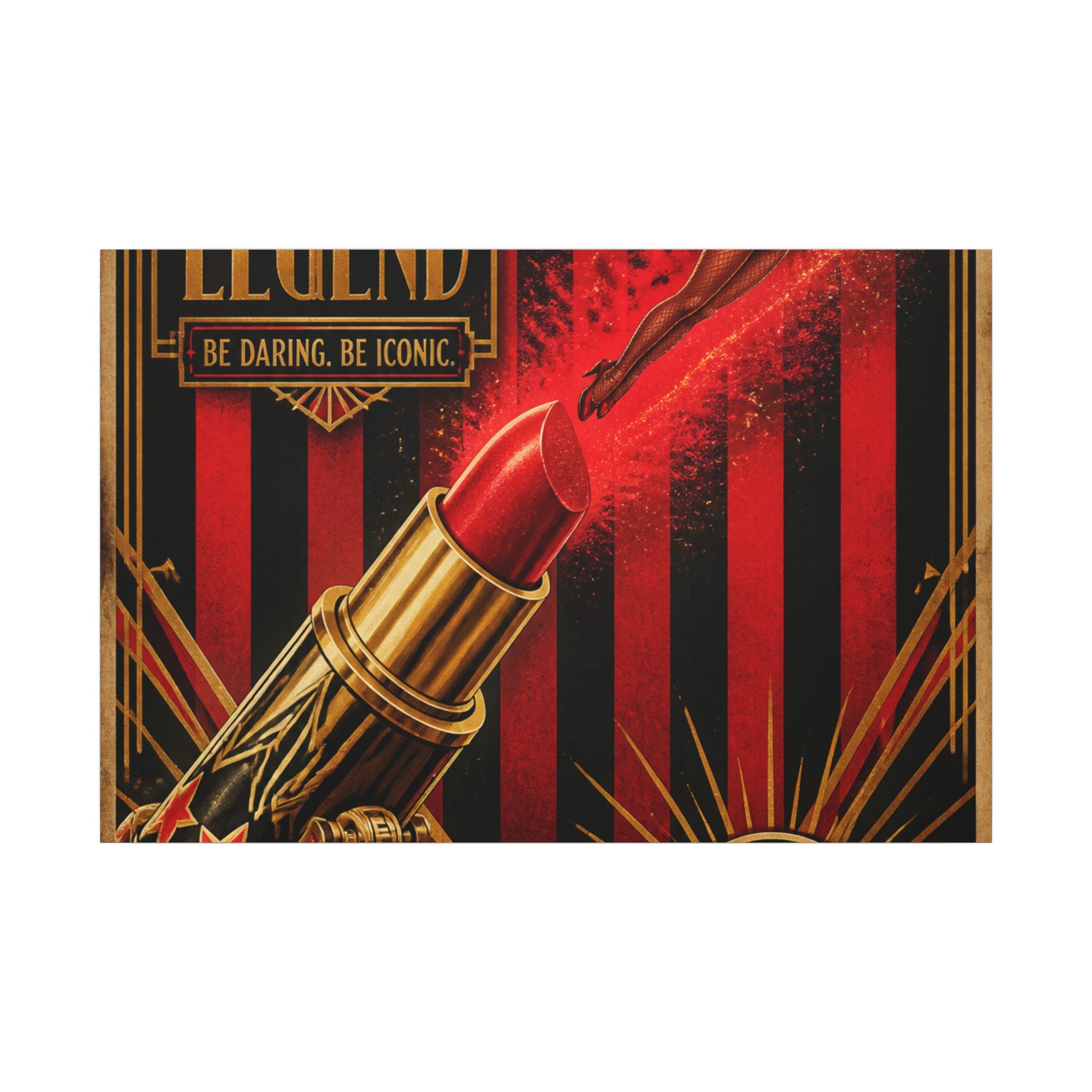 Lipstick Cannon Wall Art Canvas 24×36 Art Deco Bar Area Decor Maximalist Print