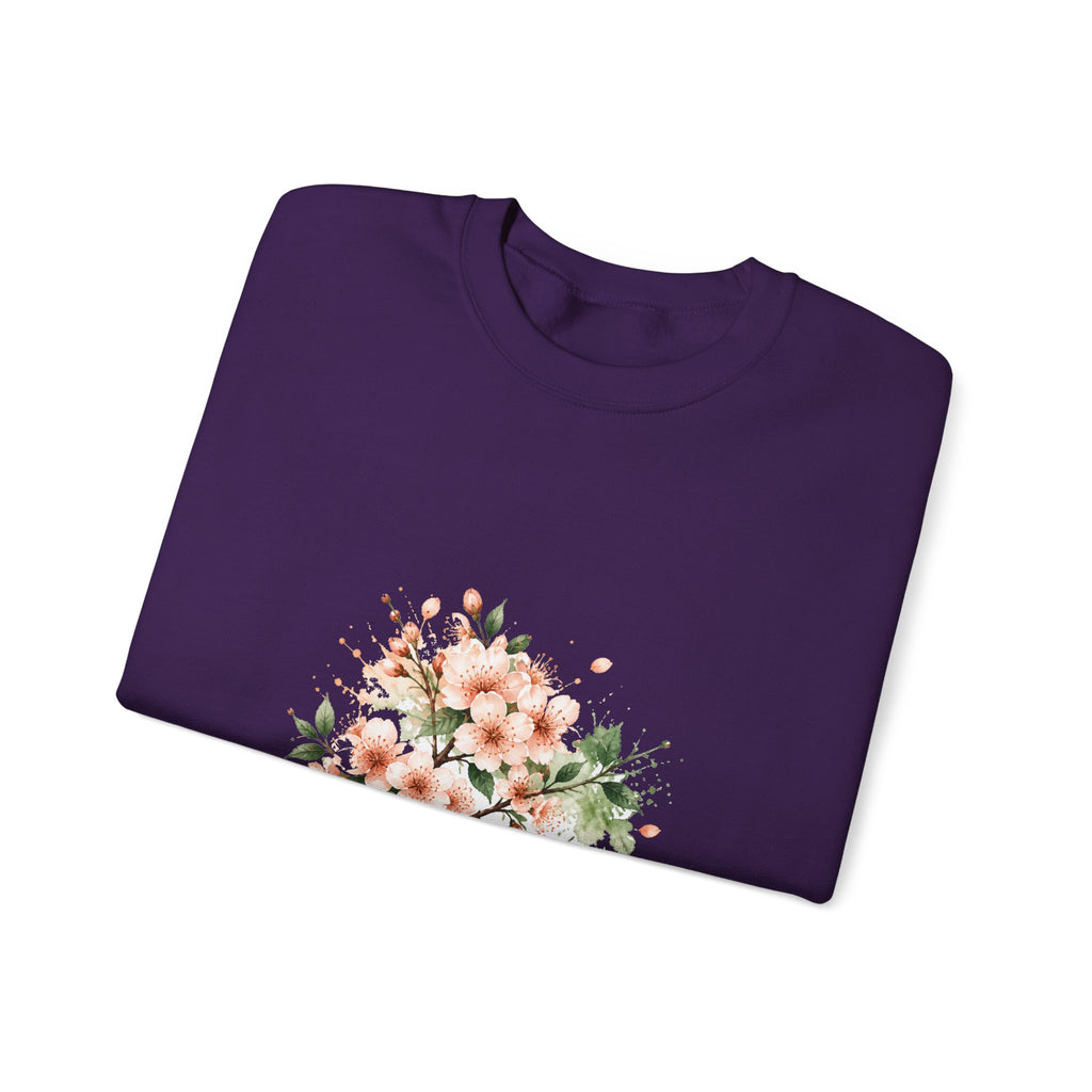 Matching Couple Sweatshirt - Cherry Blossom & Maple Leaf Matching Couple Comfort Colors Crew Watercolor Art His Hers Birthday Gift - Design A