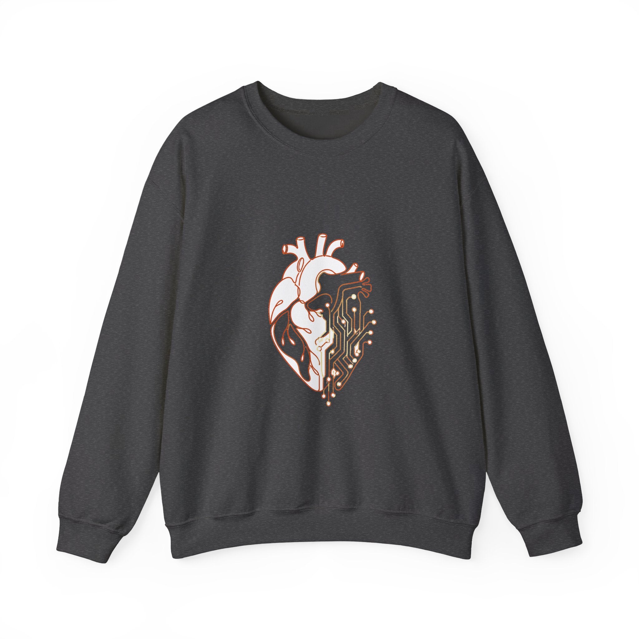 Matching Couple Sweatshirt - Robot & Heart Matching Couple Crewneck Sweatshirt Minimalist Art His Hers Valentine Gift - Design B