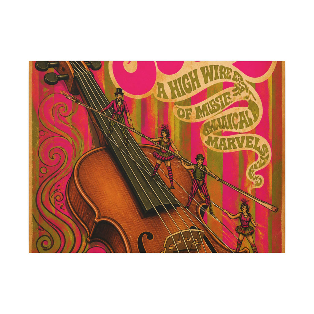 Violin Tightrope Bridge Wall Art Canvas 24×36 Psychedelic Dining Room Decor Maximalist Print