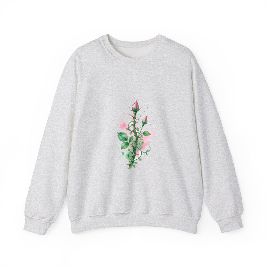 Matching Couple Sweatshirt - Rose & Thorn Matching Couple Comfort Colors Crew Watercolor Art His Hers Birthday Gift - Design B