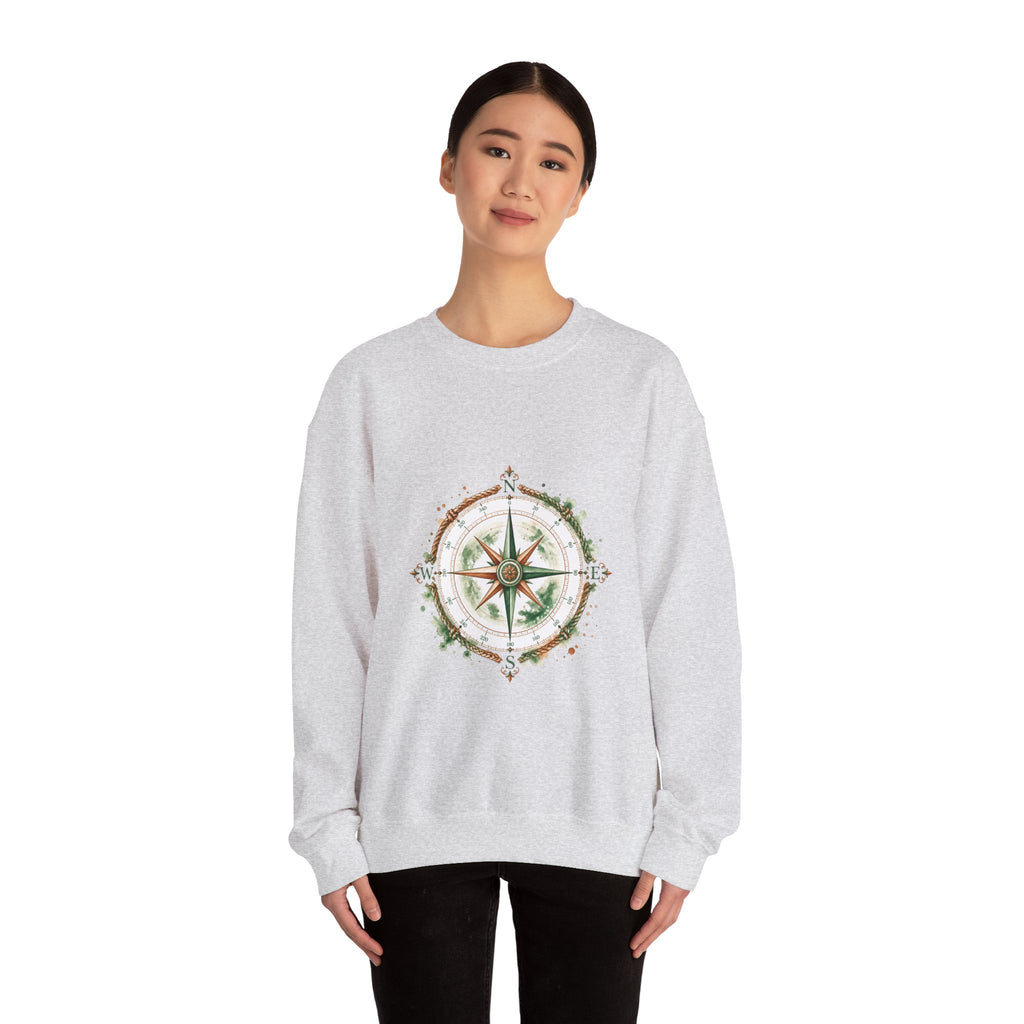 Matching Couple Sweatshirt - Compass North & South Matching Couple Comfort Colors Crew Watercolor Art His Hers Birthday Gift - Design A