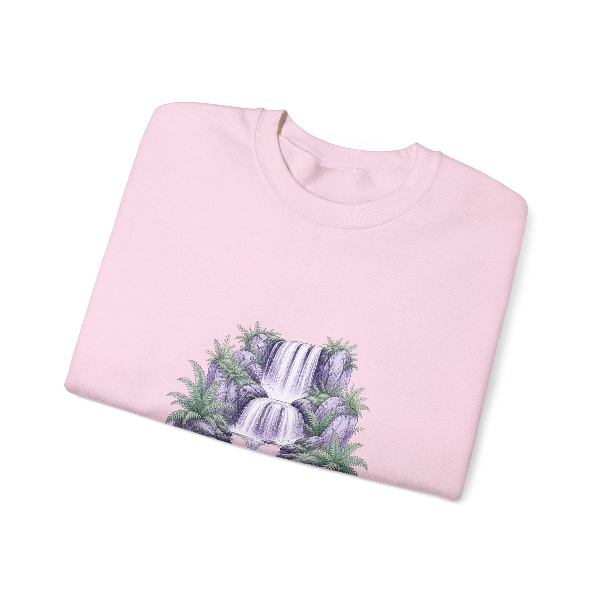 Matching Couple Sweatshirt - Wildfire & Waterfall Matching Couple Crewneck Sweatshirt Hand-Drawn Art His Hers Best Friend Gift - Design B