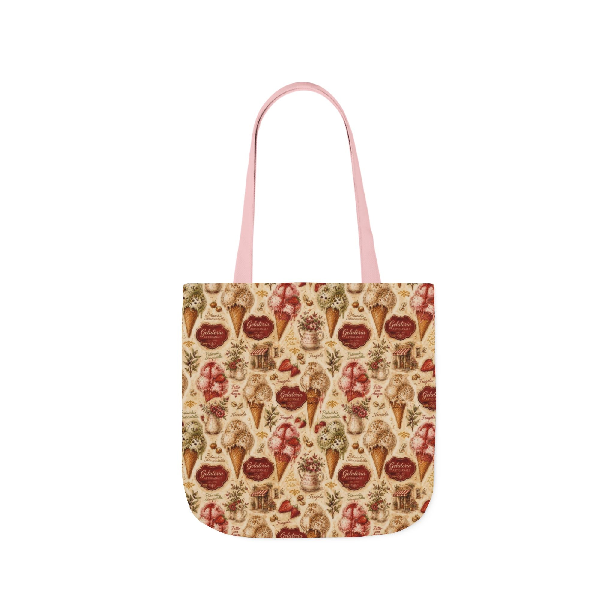 Gelato Scoops Canvas Tote Bag Mediterranean Kitchen Watercolor Design Italian Cottagecore Gift