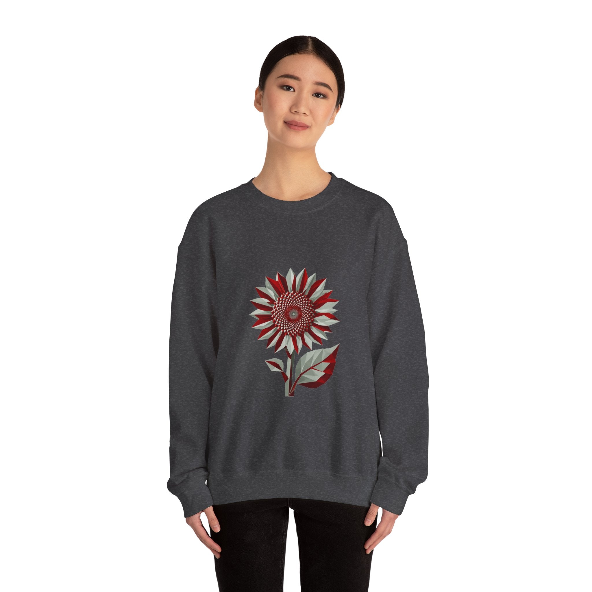 Matching Couple Sweatshirt - Sunflower & Moonflower Matching Couple Comfort Colors Crew Geometric Art His Hers Love Gift - Design A