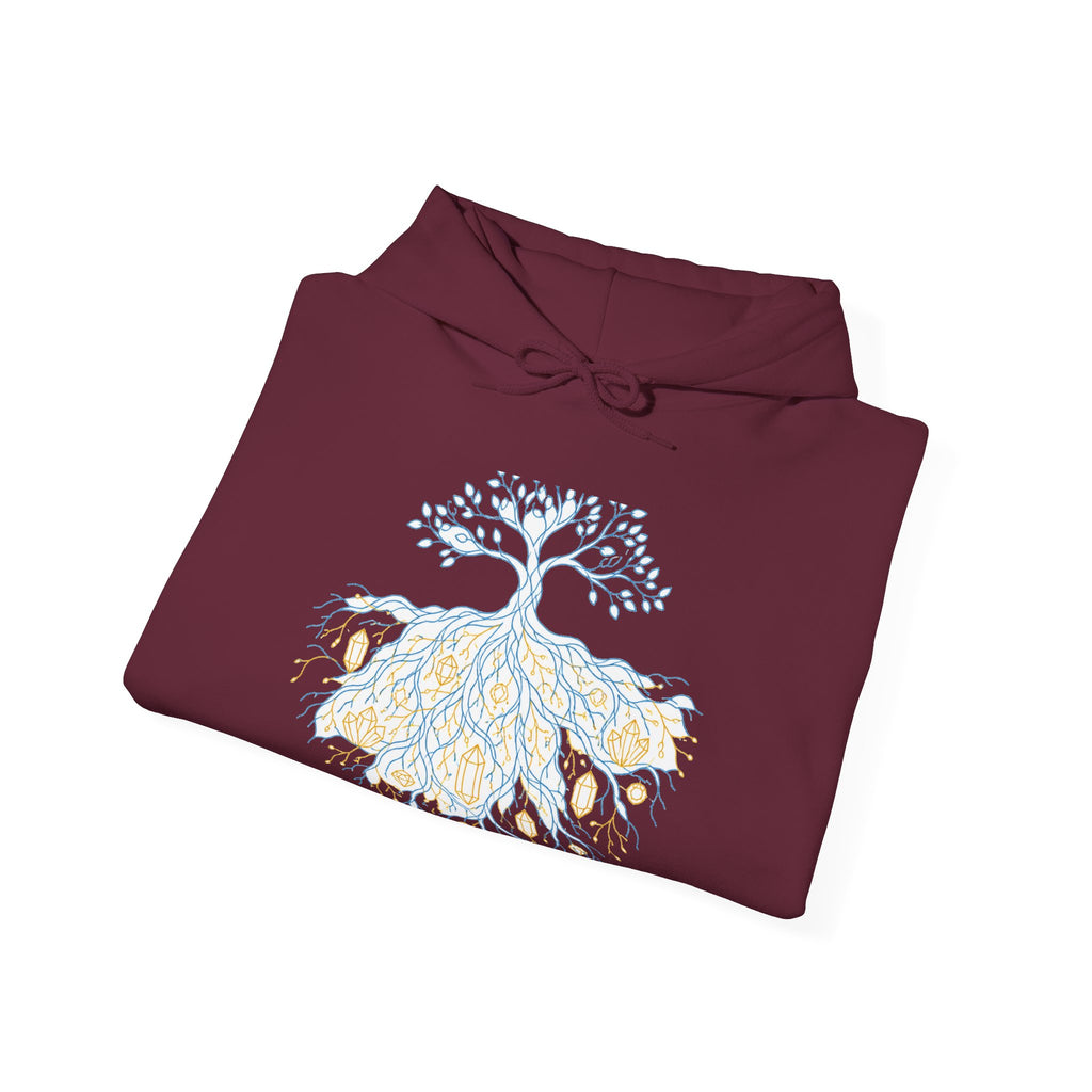 Matching Couple Sweatshirt - Ancient Oak & Deep Roots Matching Couple Hooded Sweatshirt Minimalist Art His Hers Valentine Gift - Design B