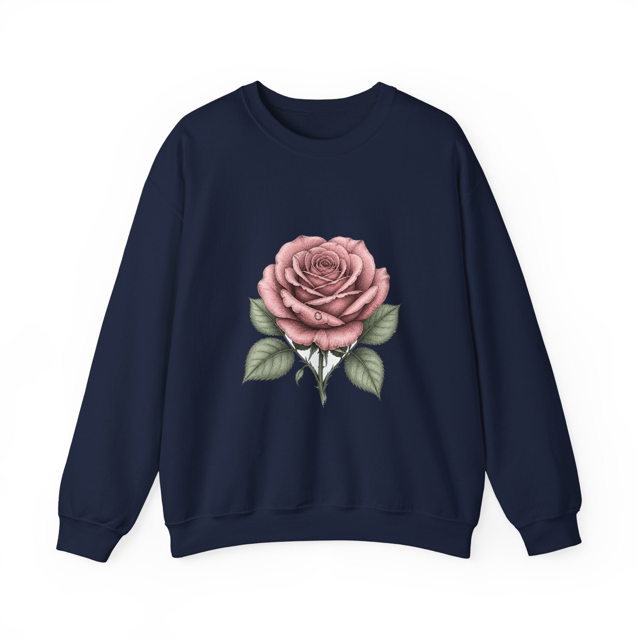 Matching Couple Sweatshirt - Rose & Thorn Matching Couple Comfort Colors Crew Hand-Drawn Art His Hers Anniversary Gift - Design A