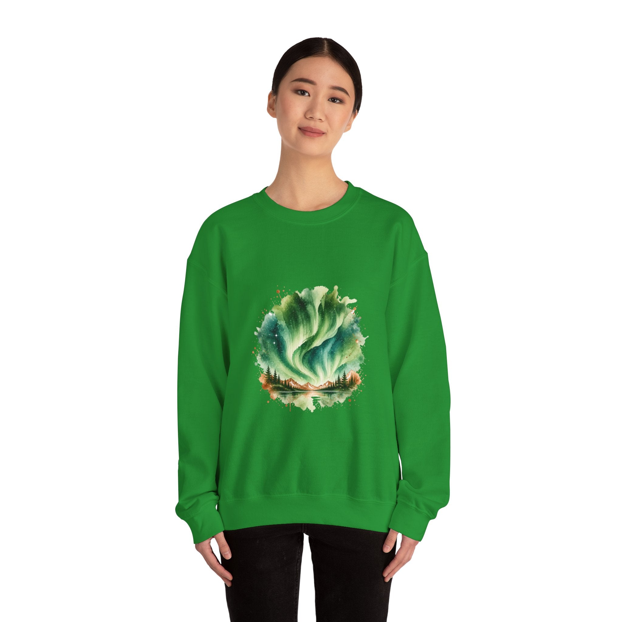 Matching Couple Sweatshirt - Aurora & Southern Cross Matching Couple Premium Fleece Sweatshirt Watercolor Art His Hers Birthday Gift - Design A