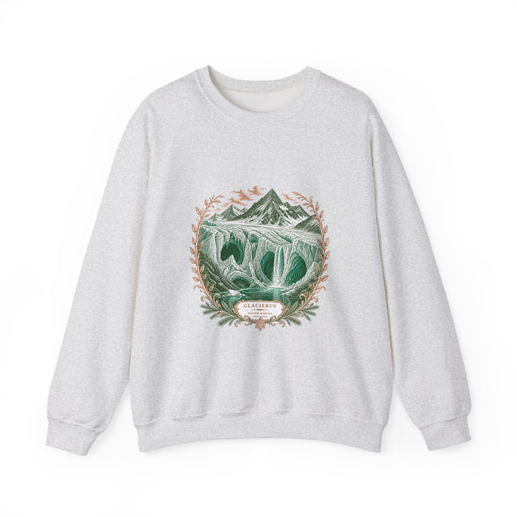 Matching Couple Sweatshirt - Volcano & Glacier Matching Couple Crewneck Sweatshirt Vintage Art His Hers Wedding Gift - Design B