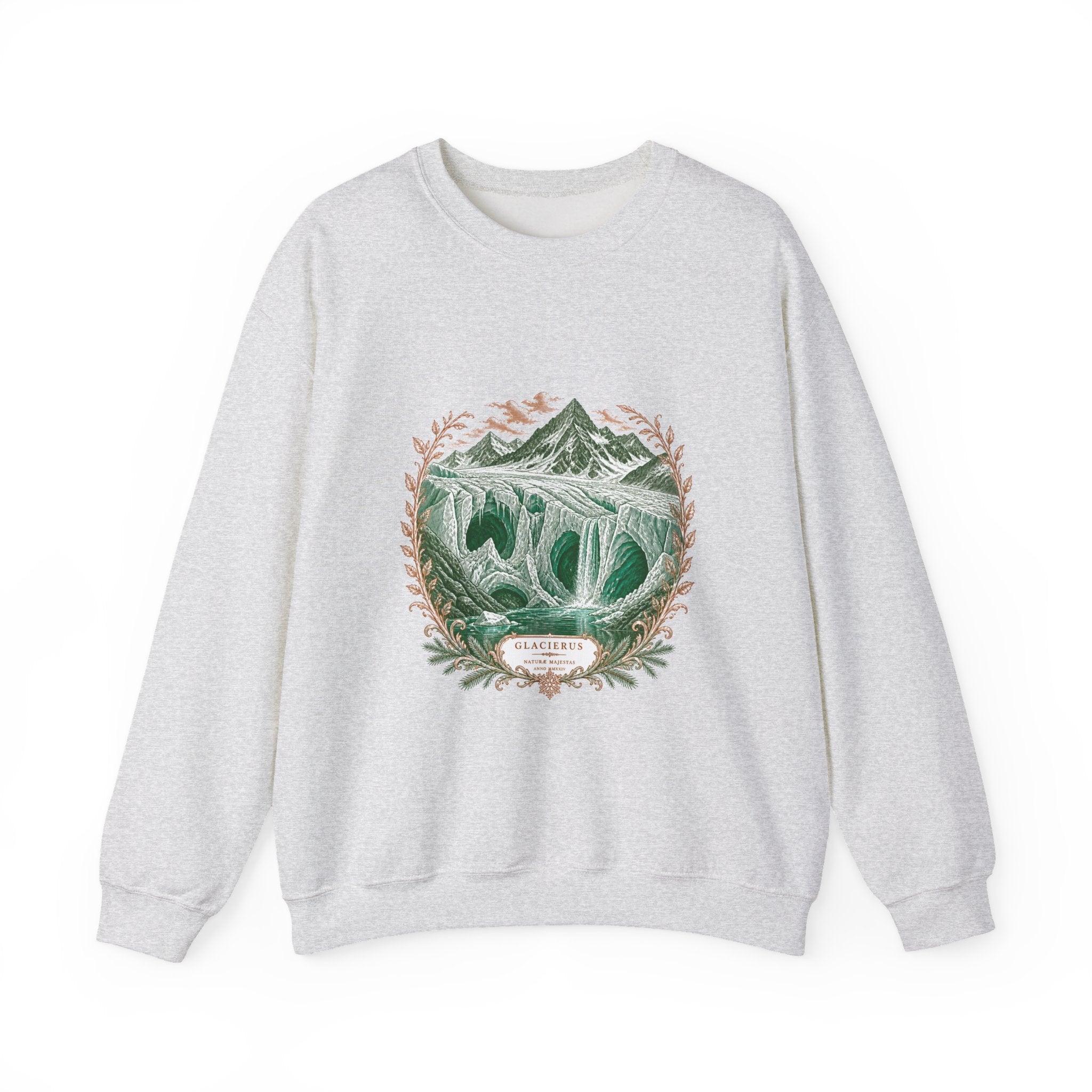 Matching Couple Sweatshirt - Volcano & Glacier Matching Couple Crewneck Sweatshirt Vintage Art His Hers Wedding Gift - Design B