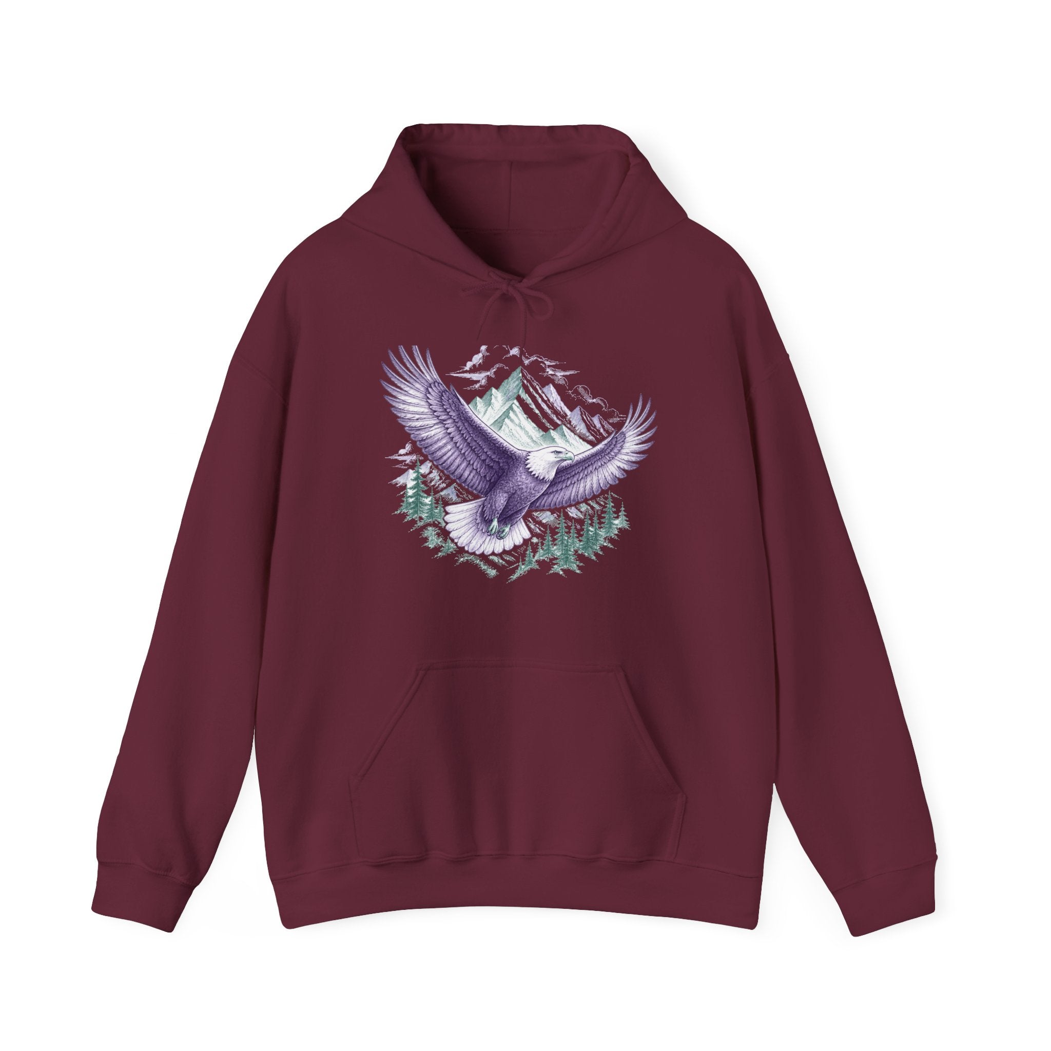 Matching Couple Sweatshirt - Eagle & Whale Matching Couple Hooded Sweatshirt Hand-Drawn Art His Hers Best Friend Gift - Design A