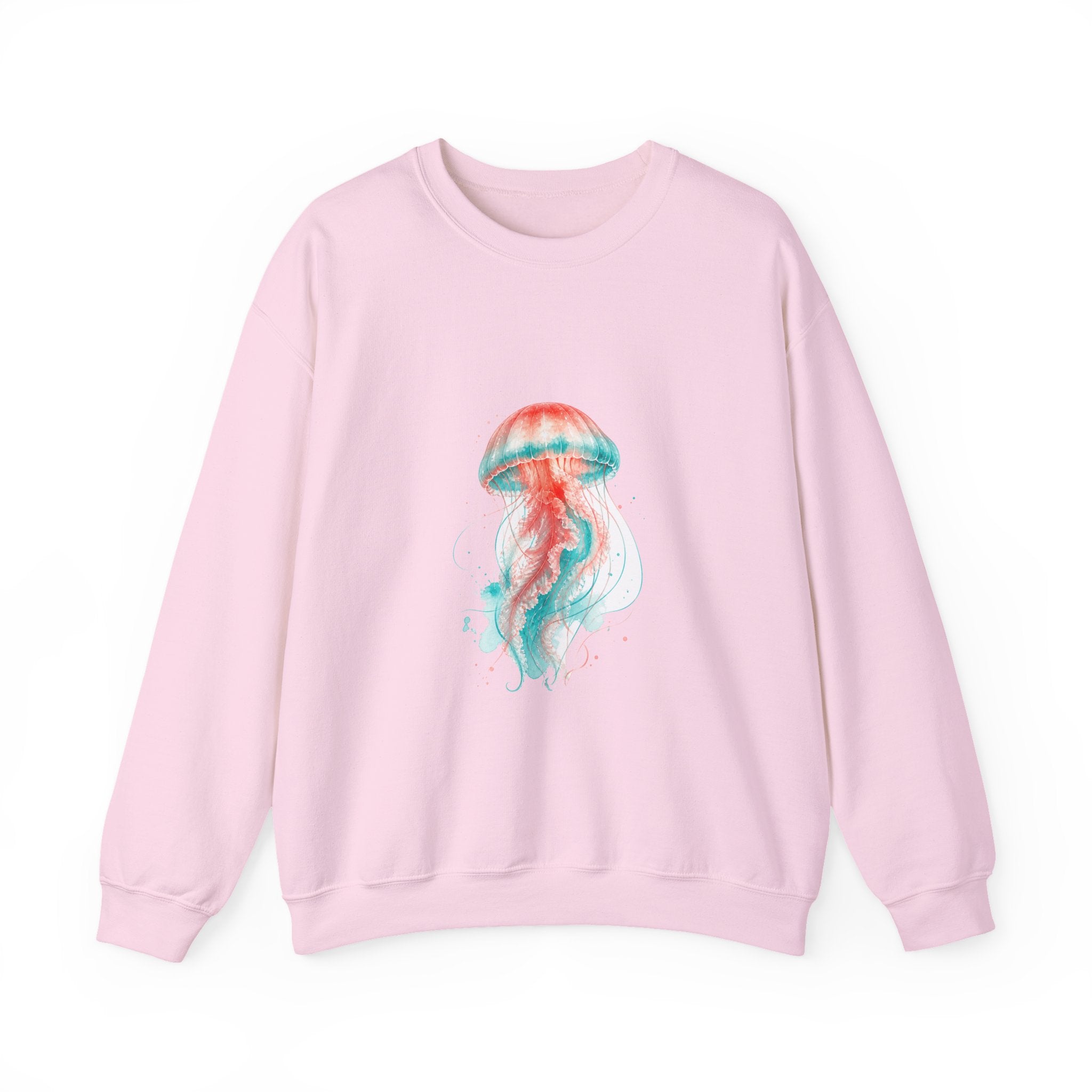Matching Couple Sweatshirt - Octopus & Jellyfish Matching Couple Premium Fleece Sweatshirt Watercolor Art His Hers Birthday Gift - Design B