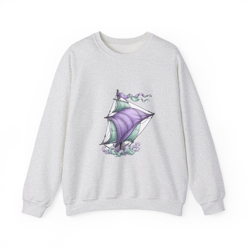 Matching Couple Sweatshirt - Anchor & Sail Matching Couple Premium Fleece Sweatshirt Hand-Drawn Art His Hers Anniversary Gift - Design B