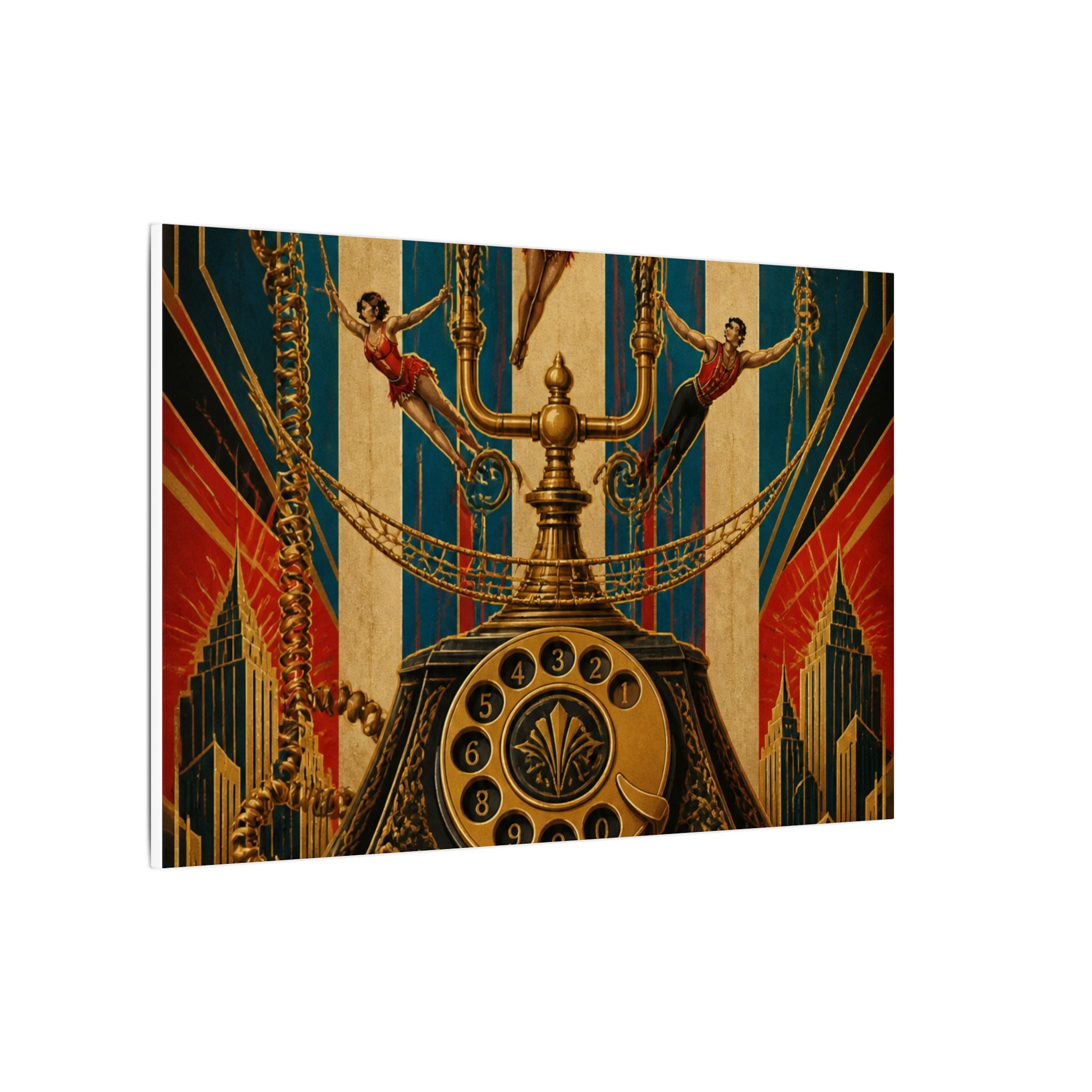 Vintage Telephone Booth Wall Art Canvas 16×20 Art Deco Entryway Decor Maximalist Print