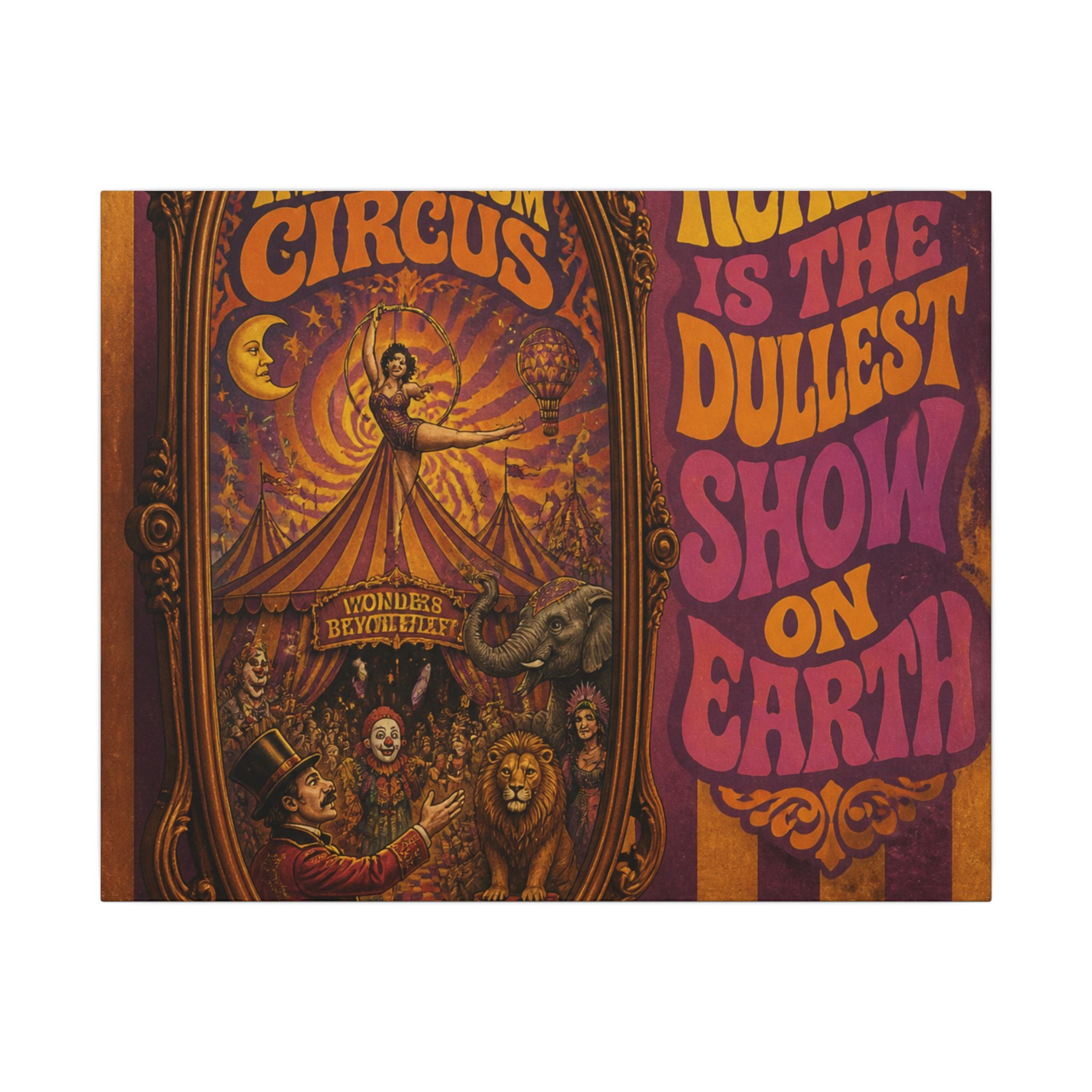 Vintage Mirror Circus Wall Art Canvas 16×20 Psychedelic Cafe Decor Maximalist Print