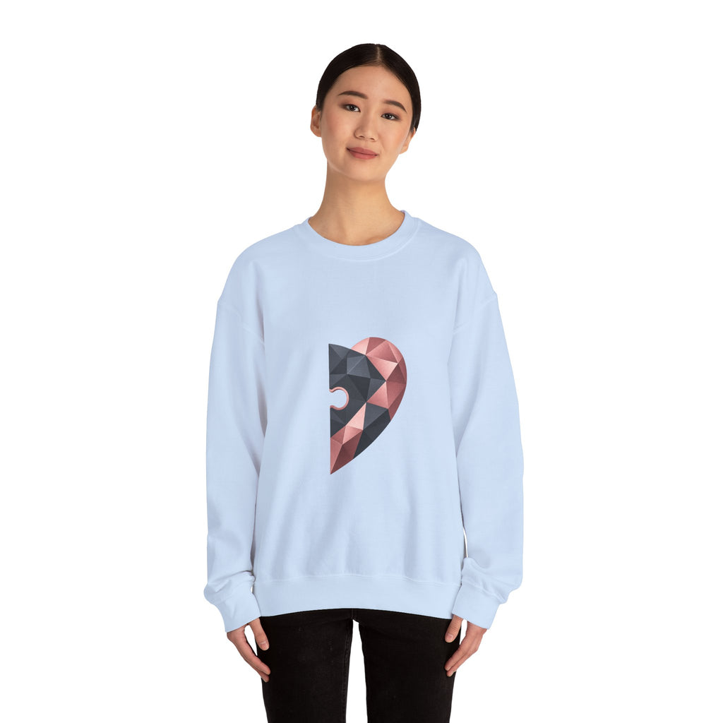 Matching Couple Sweatshirt - Puzzle Pieces Matching Couple Comfort Colors Crew Geometric Art His Hers Love Gift - Design B