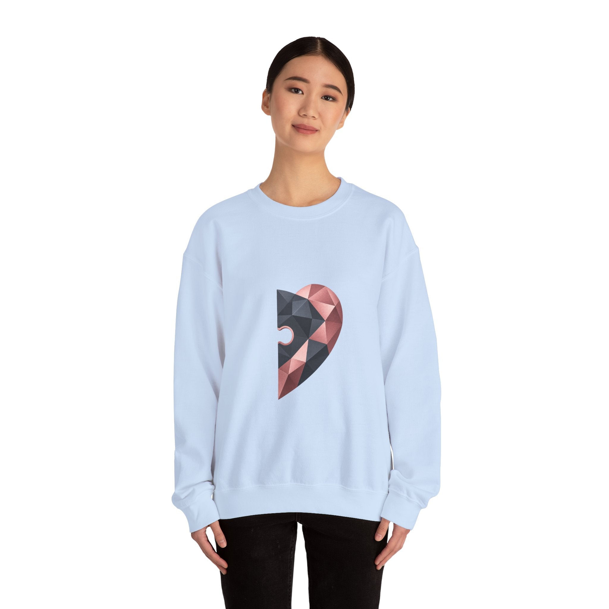 Matching Couple Sweatshirt - Puzzle Pieces Matching Couple Comfort Colors Crew Geometric Art His Hers Love Gift - Design B