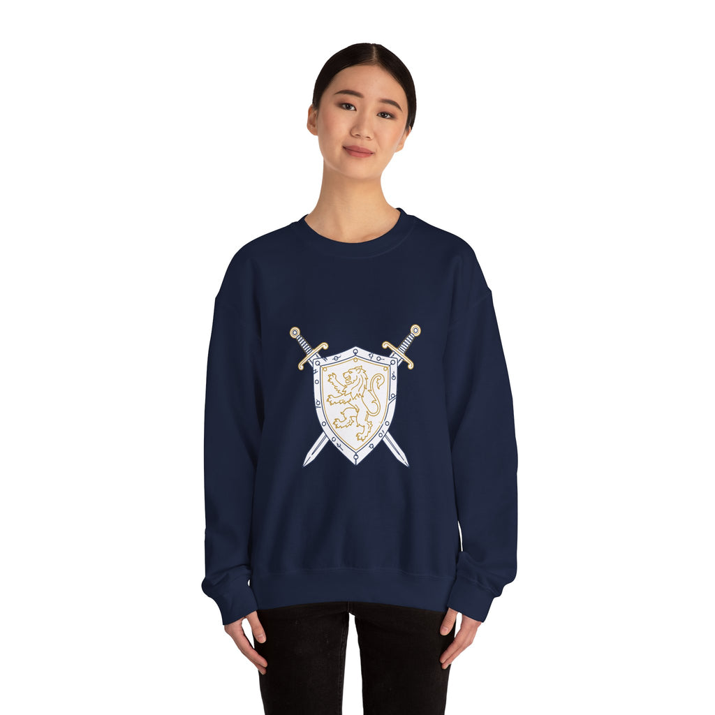 Matching Couple Sweatshirt - Crown & Shield Matching Couple Crewneck Sweatshirt Minimalist Art His Hers Valentine Gift - Design B