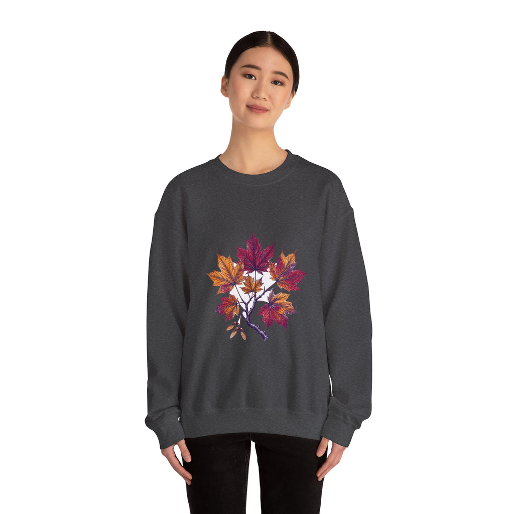 Matching Couple Sweatshirt - Cherry Blossom & Maple Leaf Matching Couple Comfort Colors Crew Hand-Drawn Art His Hers Anniversary Gift - Design B