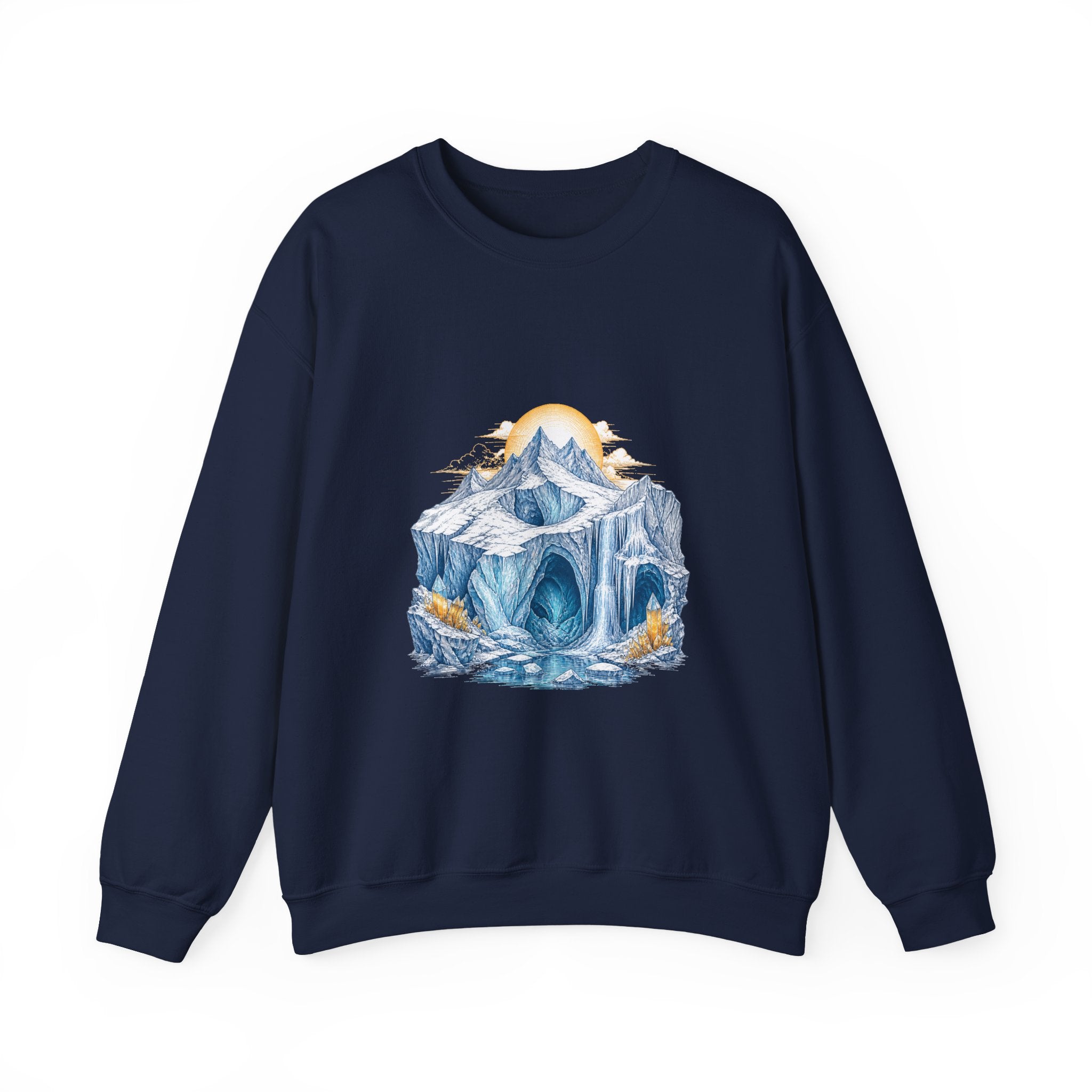 Matching Couple Sweatshirt - Volcano & Glacier Matching Couple Crewneck Sweatshirt Hand-Drawn Art His Hers Best Friend Gift - Design B