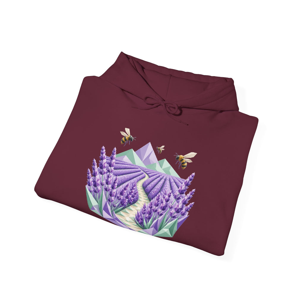 Matching Couple Sweatshirt - Lavender Fields & Canyon Matching Couple Hooded Sweatshirt Geometric Art His Hers Couple Gift - Design A