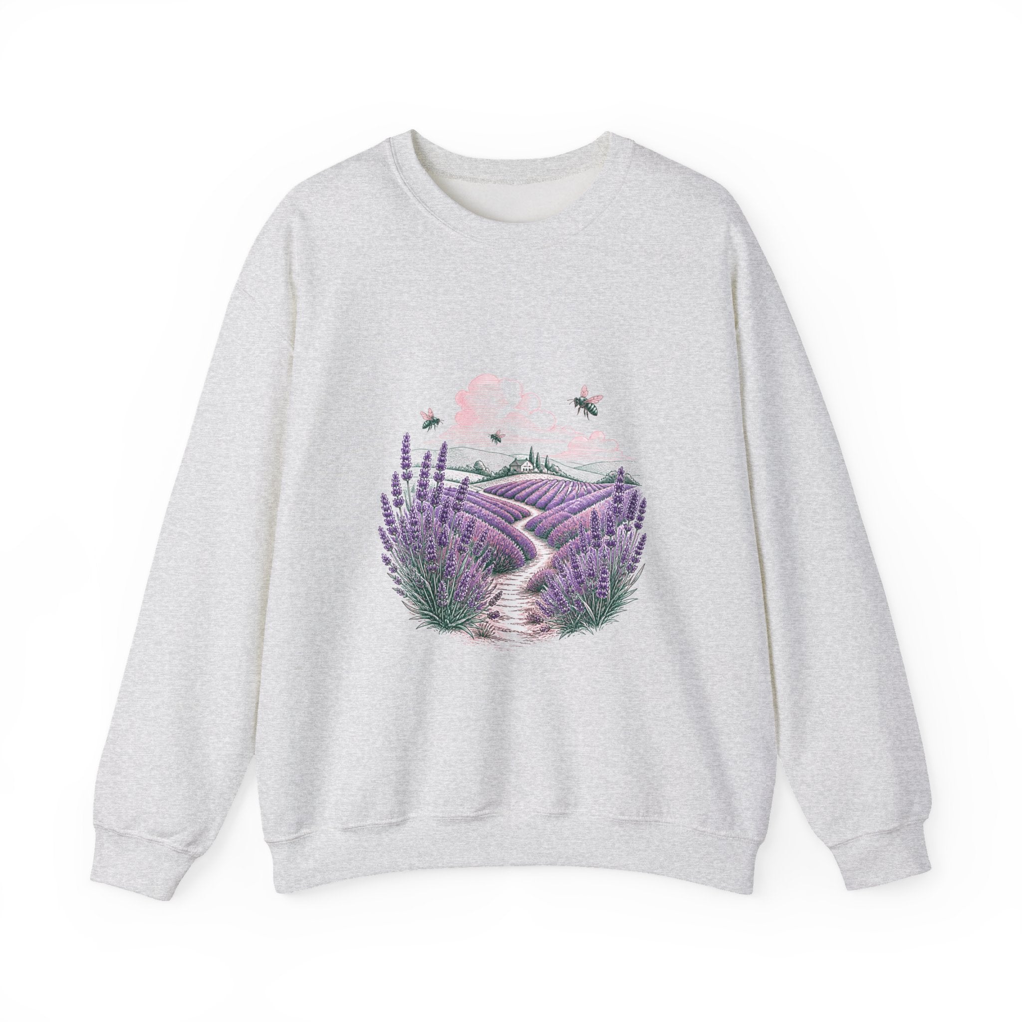 Matching Couple Sweatshirt - Lavender Fields & Canyon Matching Couple Comfort Colors Crew Hand-Drawn Art His Hers Anniversary Gift - Design A
