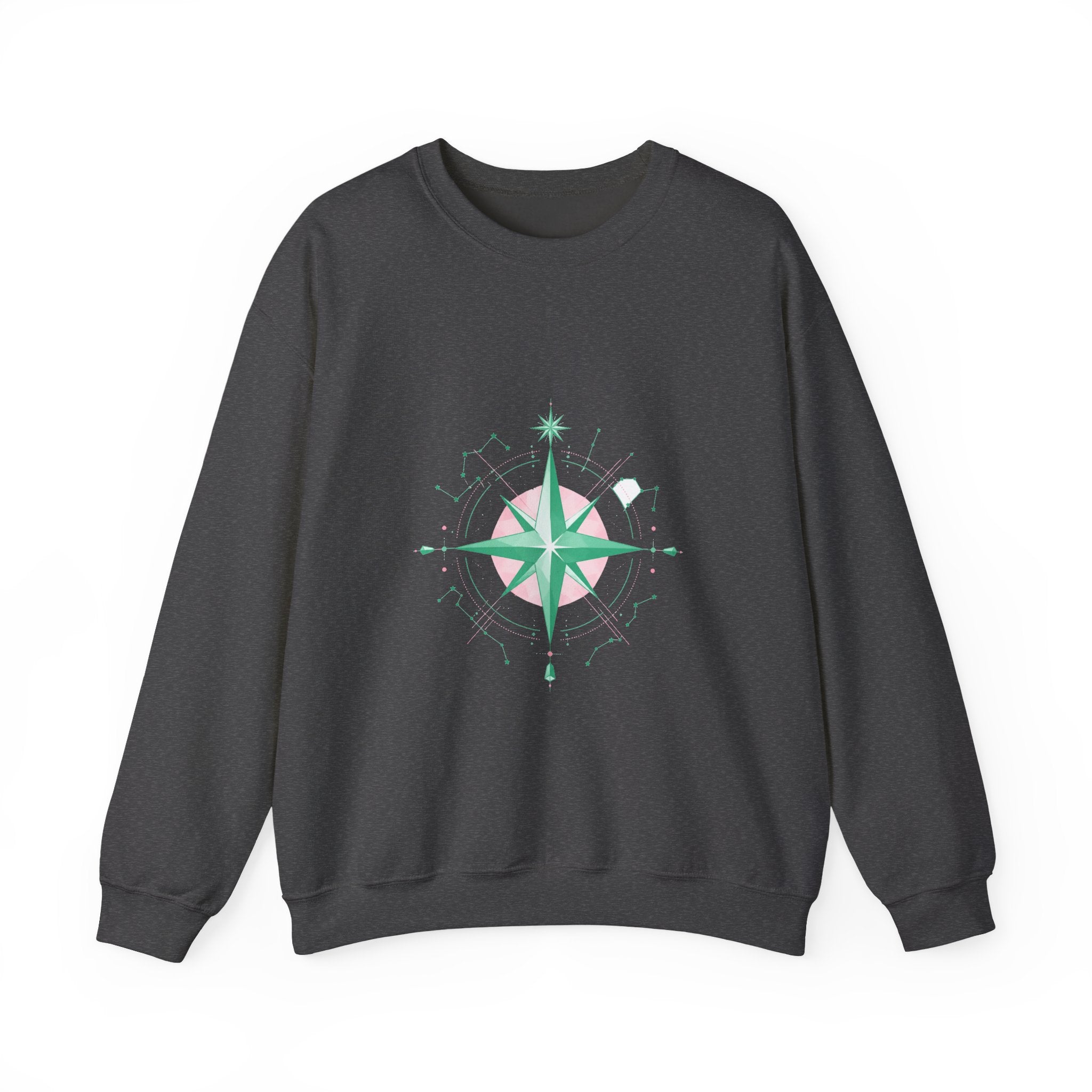 Matching Couple Sweatshirt - Shooting Star & North Star Matching Couple Premium Fleece Sweatshirt Geometric Art His Hers Love Gift - Design B