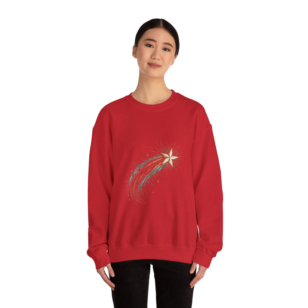 Matching Couple Sweatshirt - Shooting Star & North Star Matching Couple Comfort Colors Crew Hand-Drawn Art His Hers Anniversary Gift - Design A