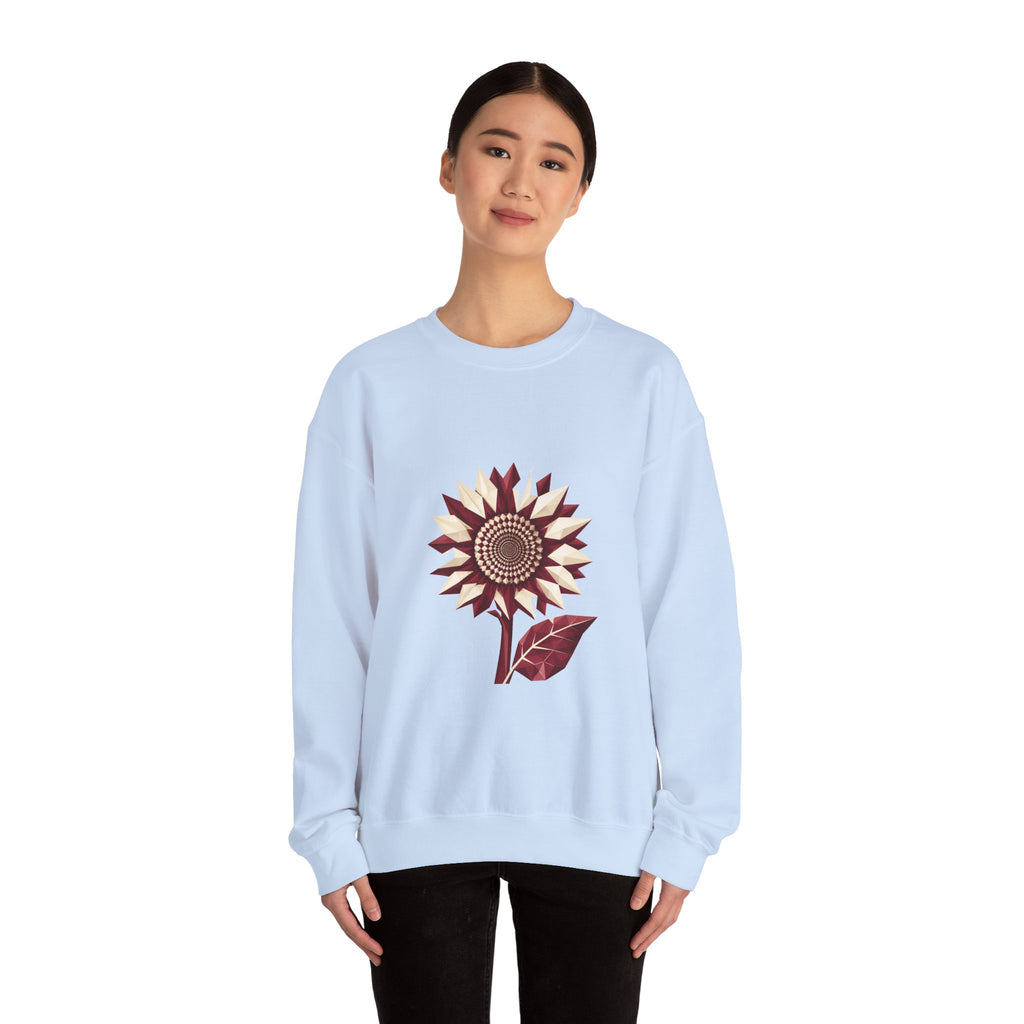 Matching Couple Sweatshirt - Sunflower & Moonflower Matching Couple Premium Fleece Sweatshirt Geometric Art His Hers Love Gift - Design A