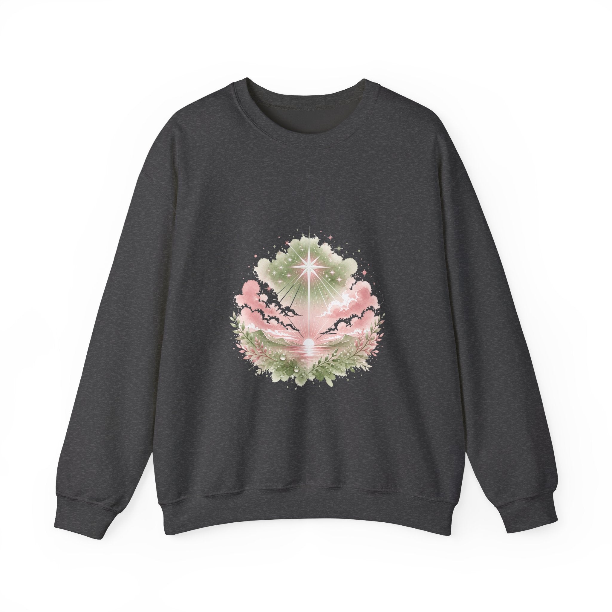 Matching Couple Sweatshirt - Evening & Morning Star Matching Couple Comfort Colors Crew Watercolor Art His Hers Birthday Gift - Design B