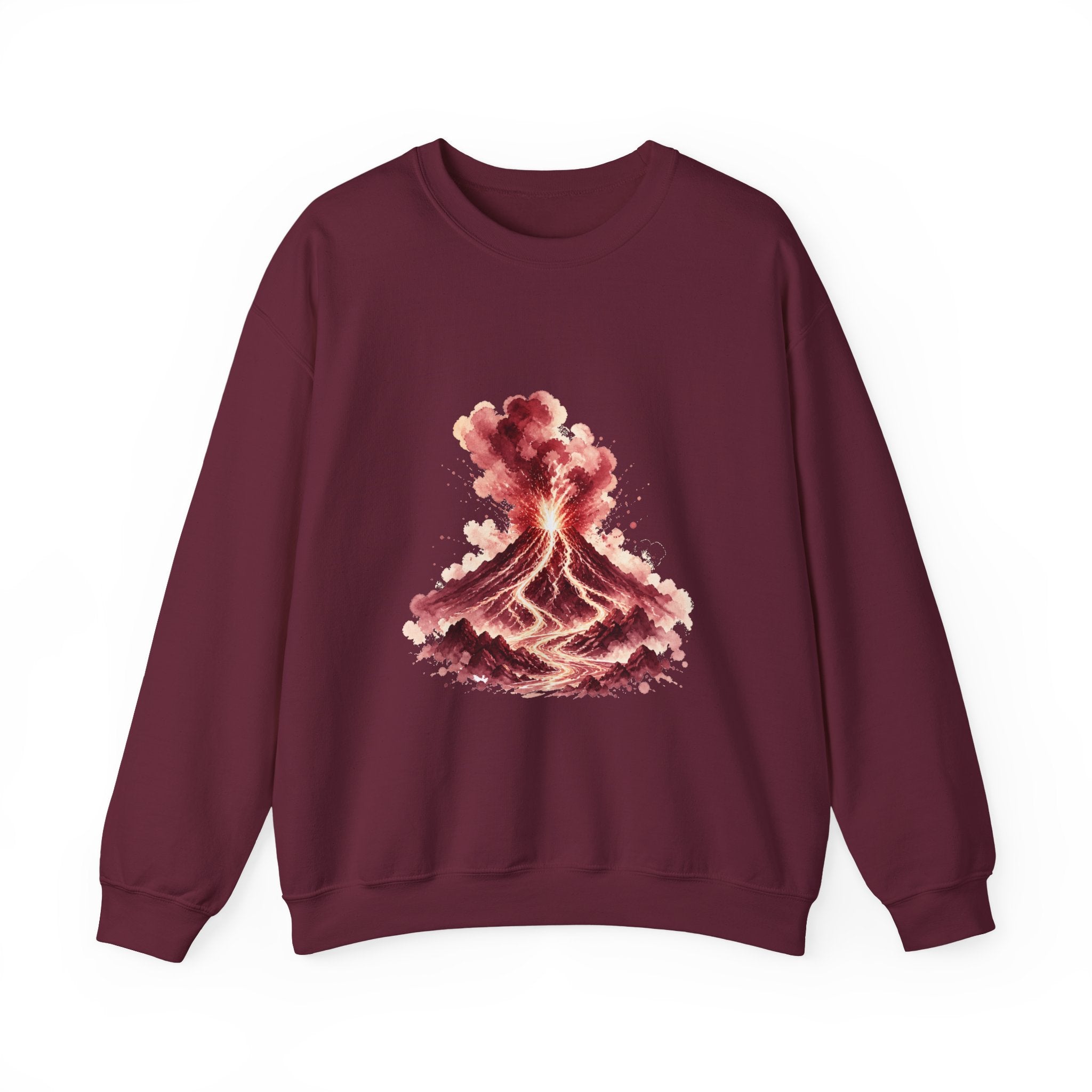 Matching Couple Sweatshirt - Volcano & Glacier Matching Couple Comfort Colors Crew Watercolor Art His Hers Birthday Gift - Design A