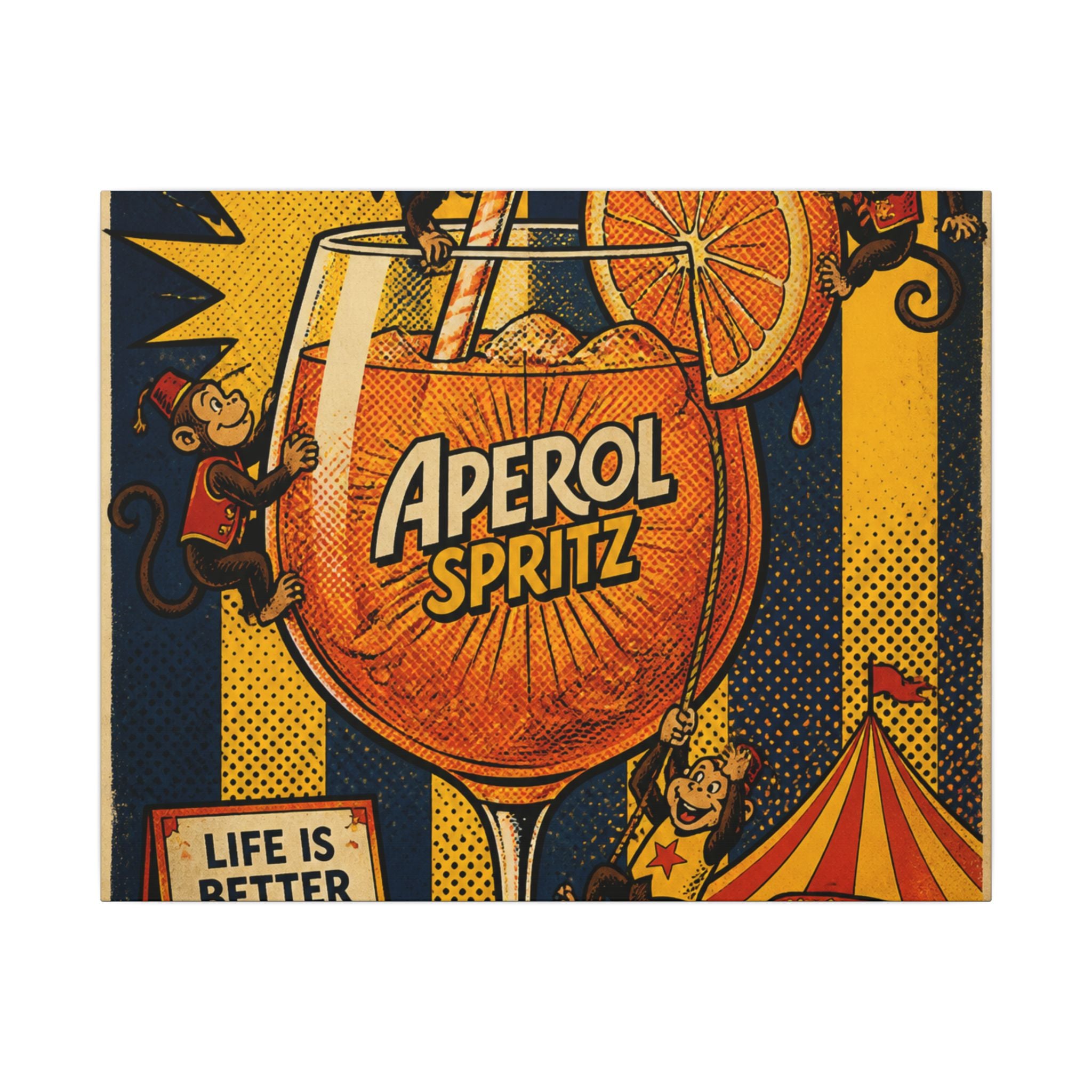 Aperol Spritz Monkeys Wall Art Canvas 24×36 Pop Art Restaurant Decor Maximalist Print