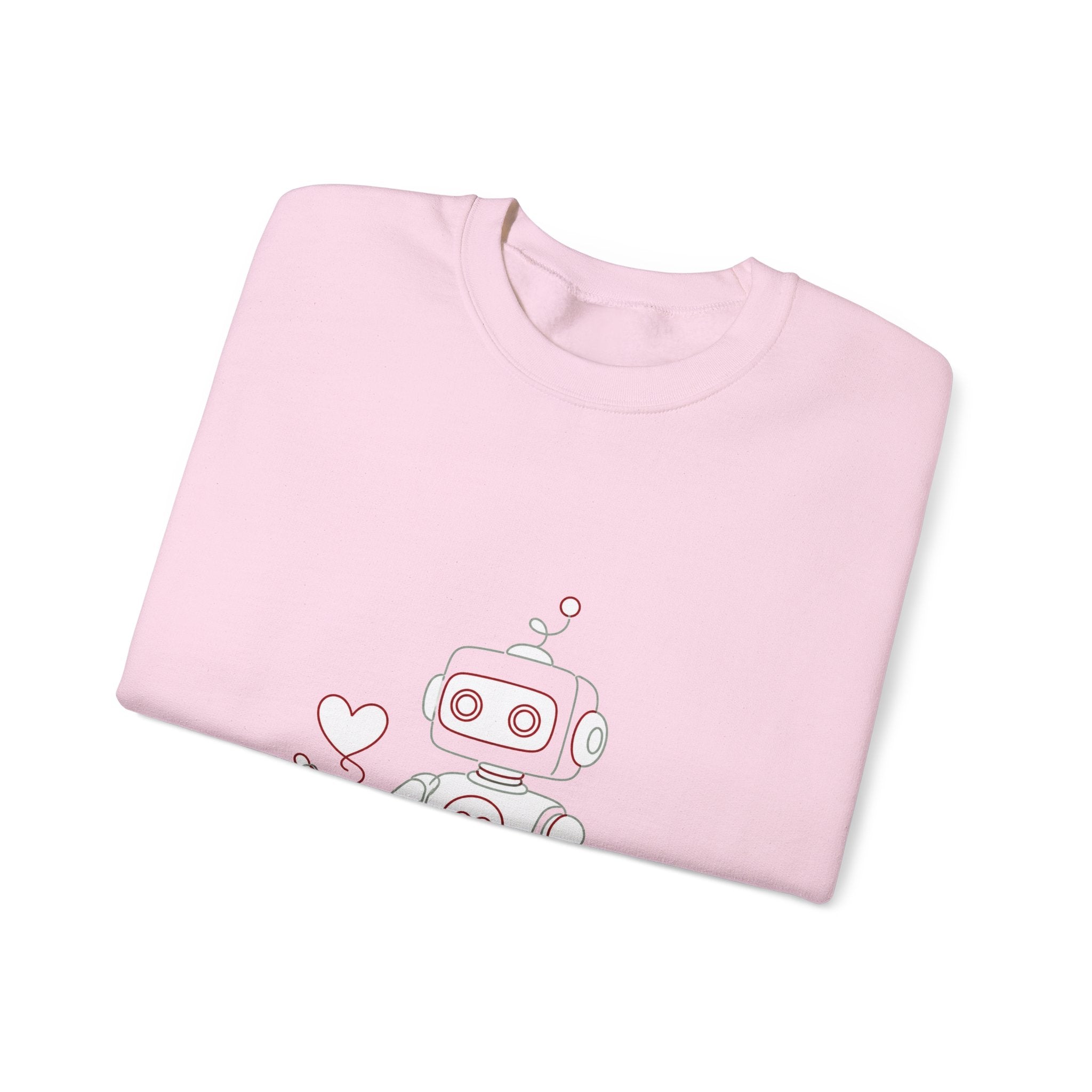 Matching Couple Sweatshirt - Robot & Heart Matching Couple Premium Fleece Sweatshirt Minimalist Art His Hers Christmas Gift - Design A