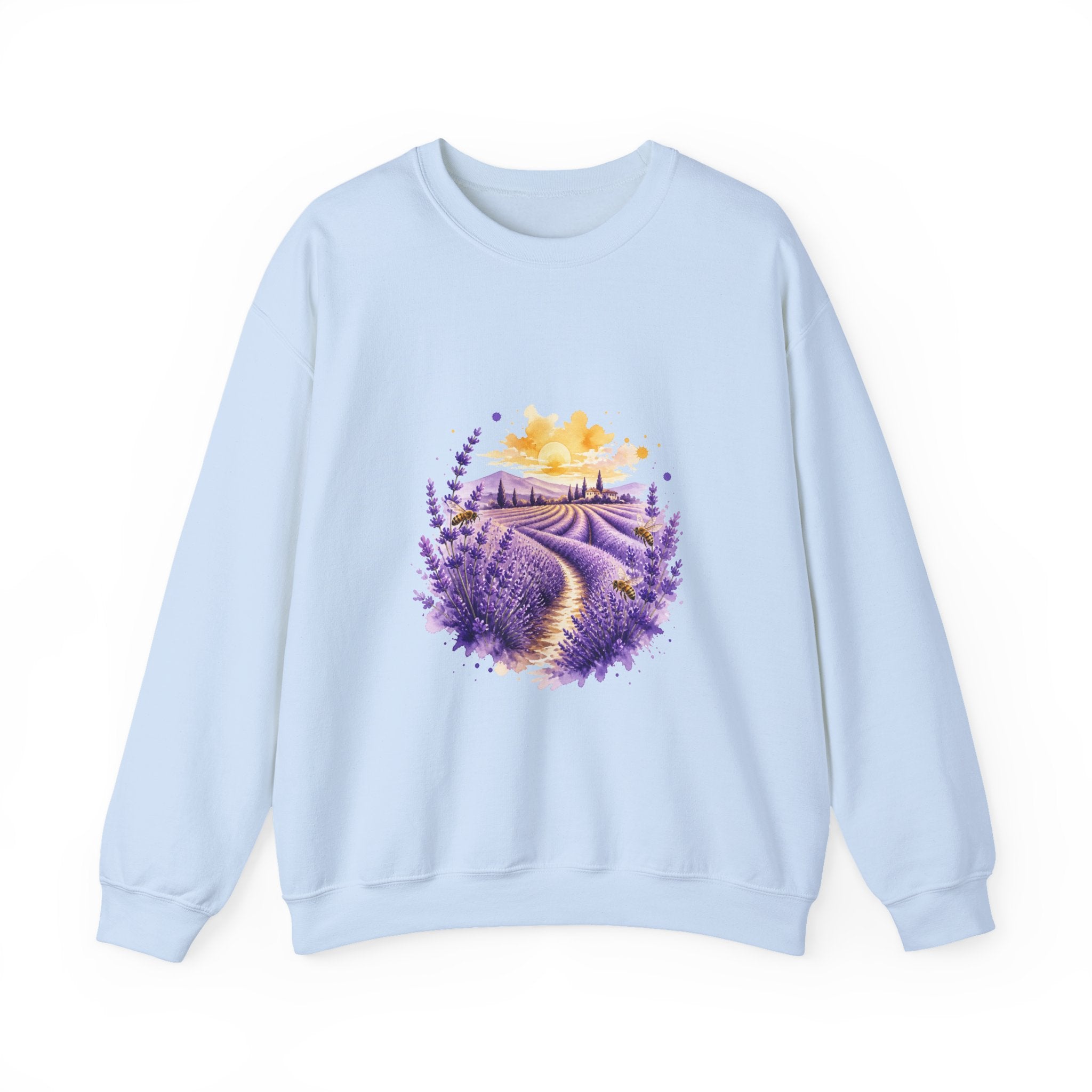 Matching Couple Sweatshirt - Lavender Fields & Canyon Matching Couple Premium Fleece Sweatshirt Watercolor Art His Hers Birthday Gift - Design A